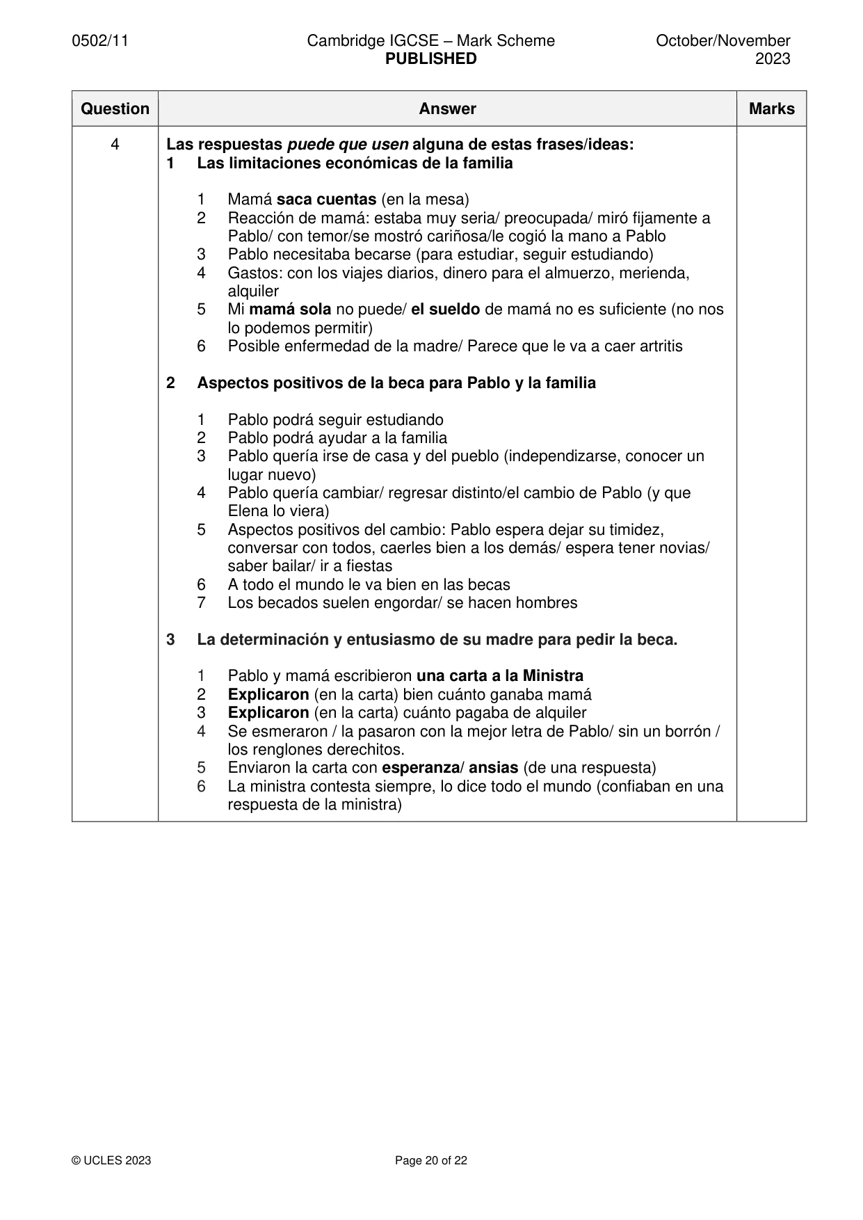 Mark scheme, page 20 of 22
