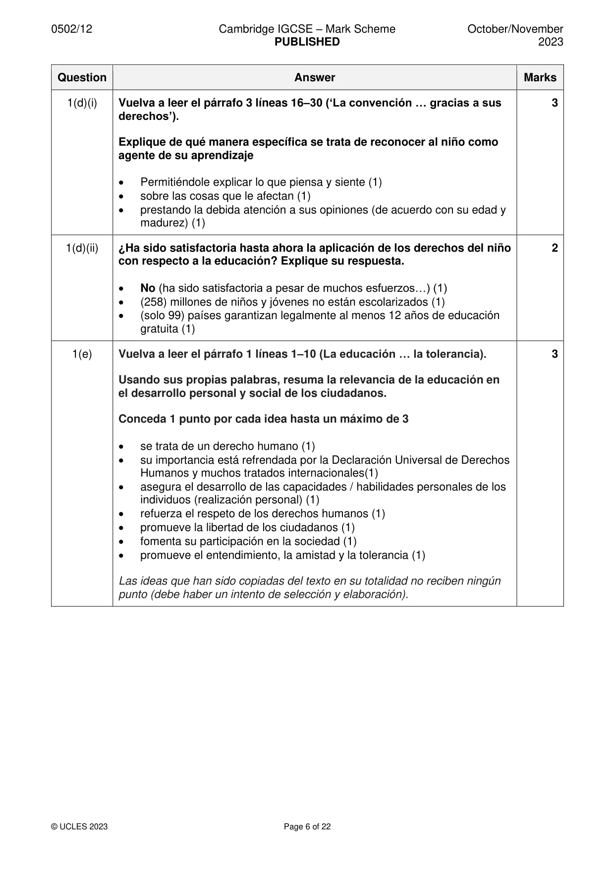 Mark scheme, page 6 of 22