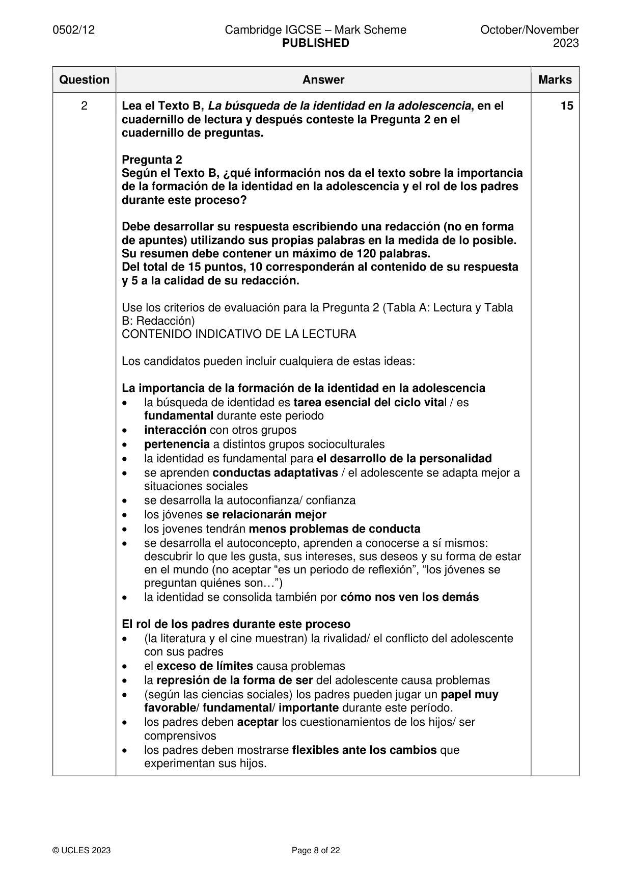 Mark scheme, page 8 of 22