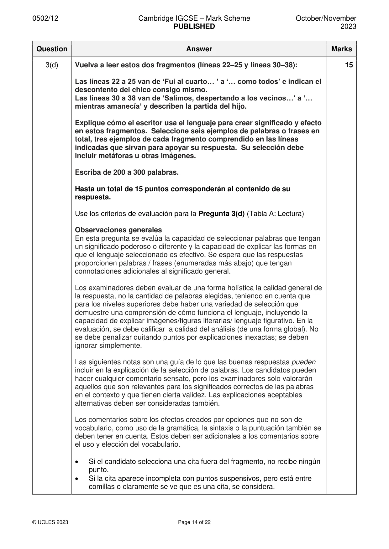 Mark scheme, page 14 of 22