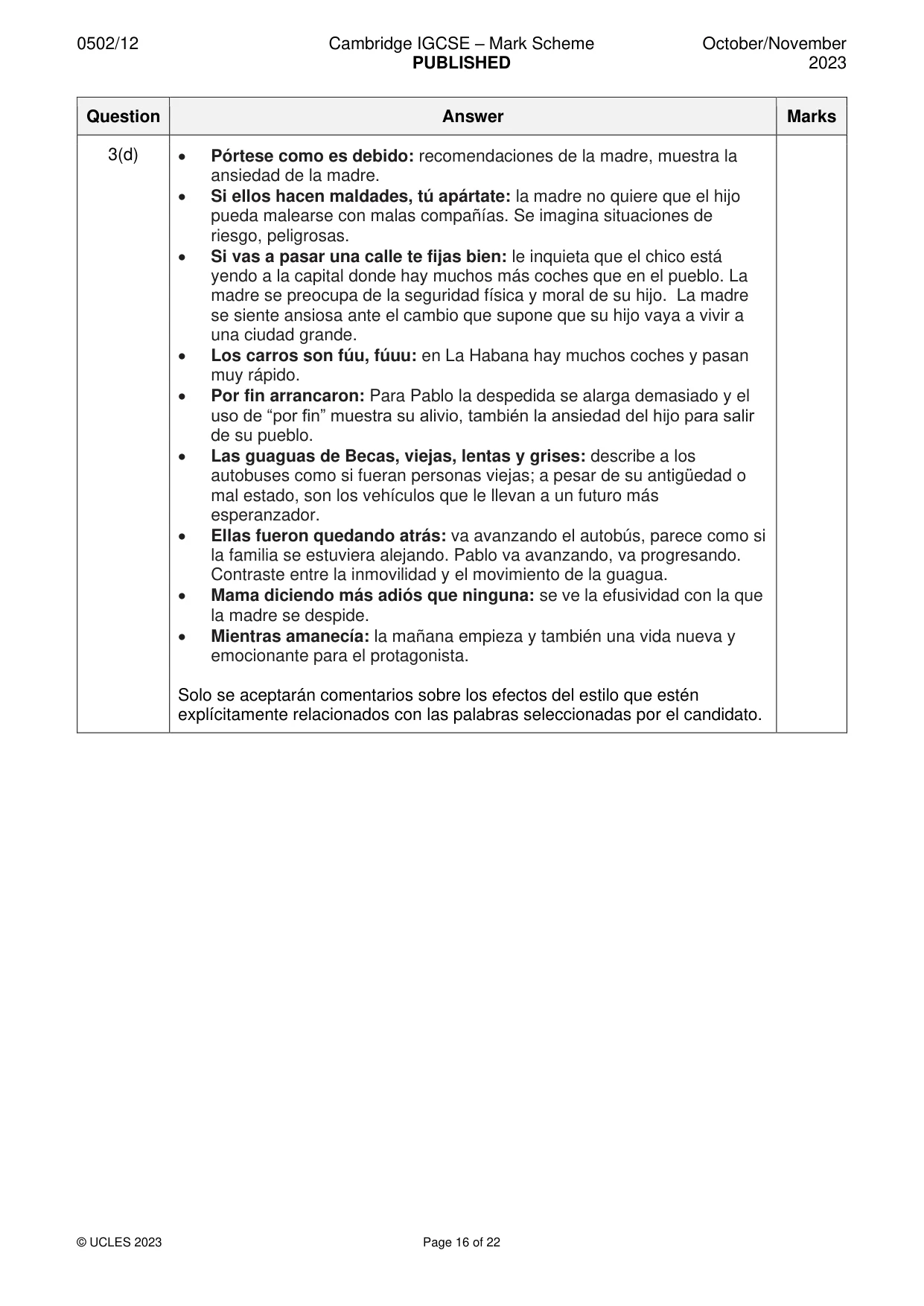 Mark scheme, page 16 of 22