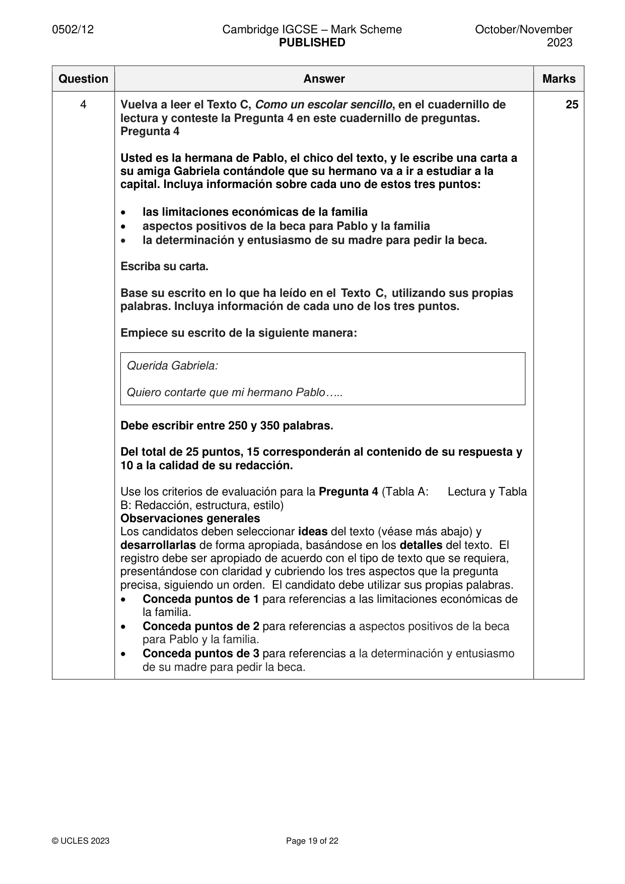 Mark scheme, page 19 of 22
