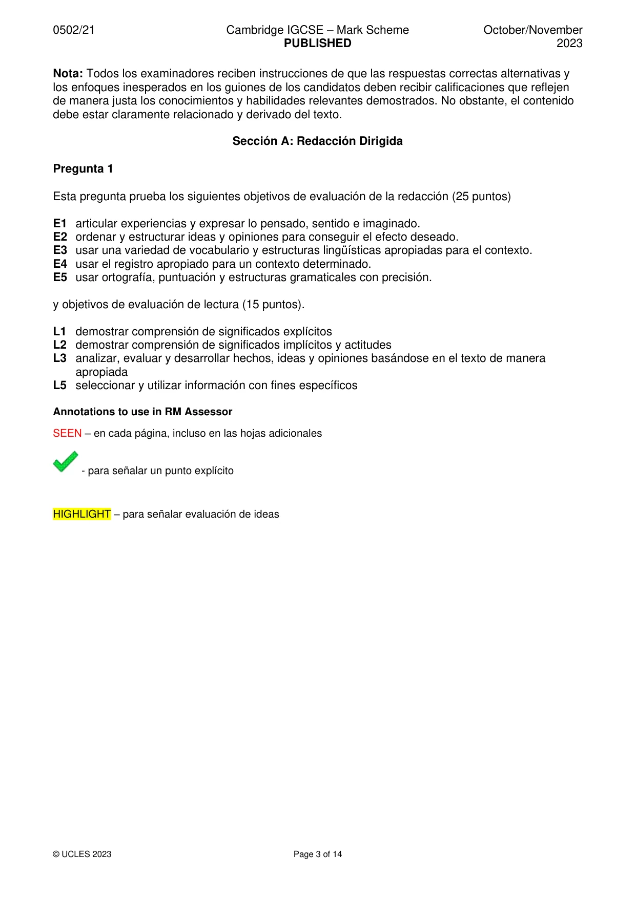 Mark scheme, page 3 of 14