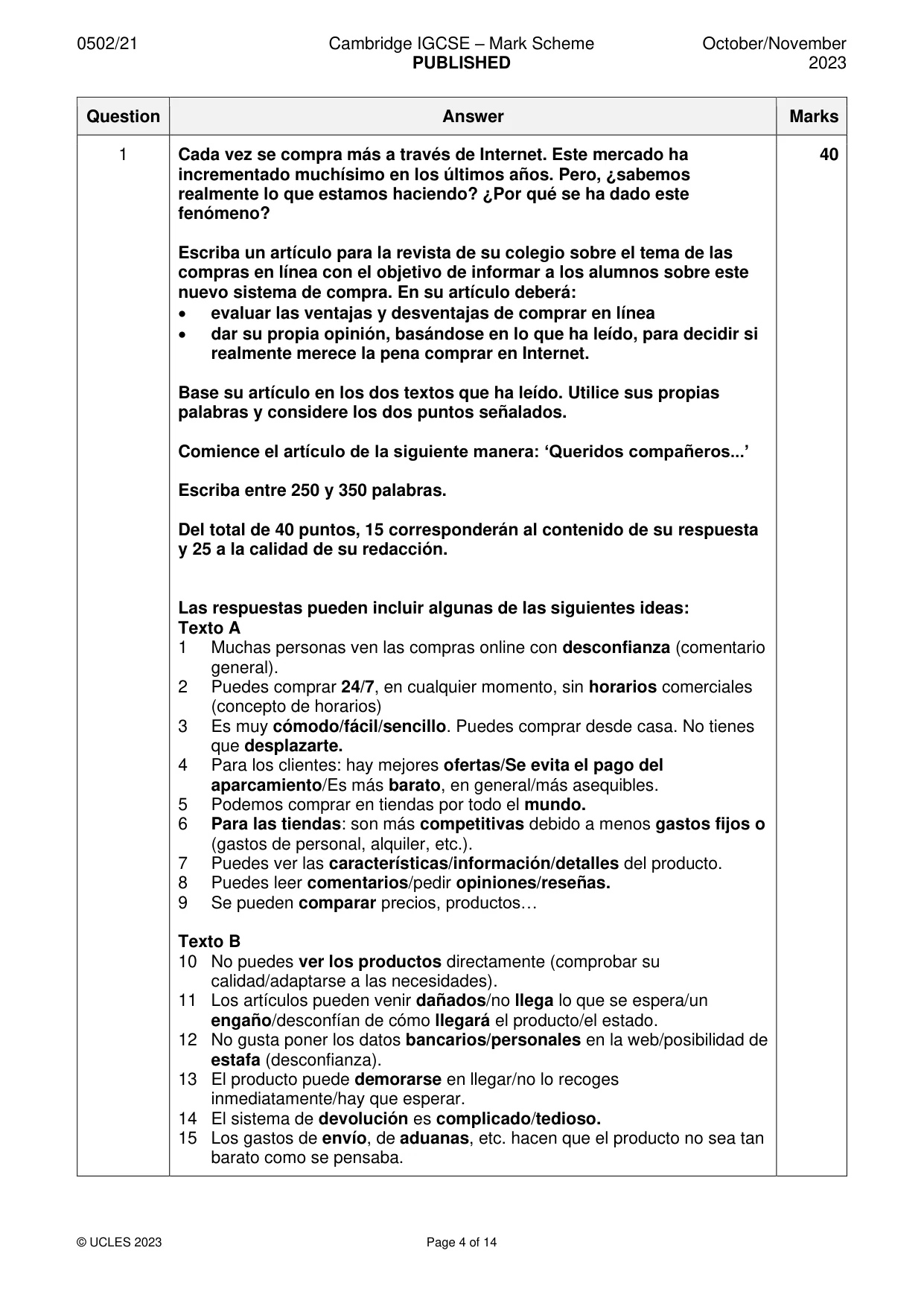 Mark scheme, page 4 of 14