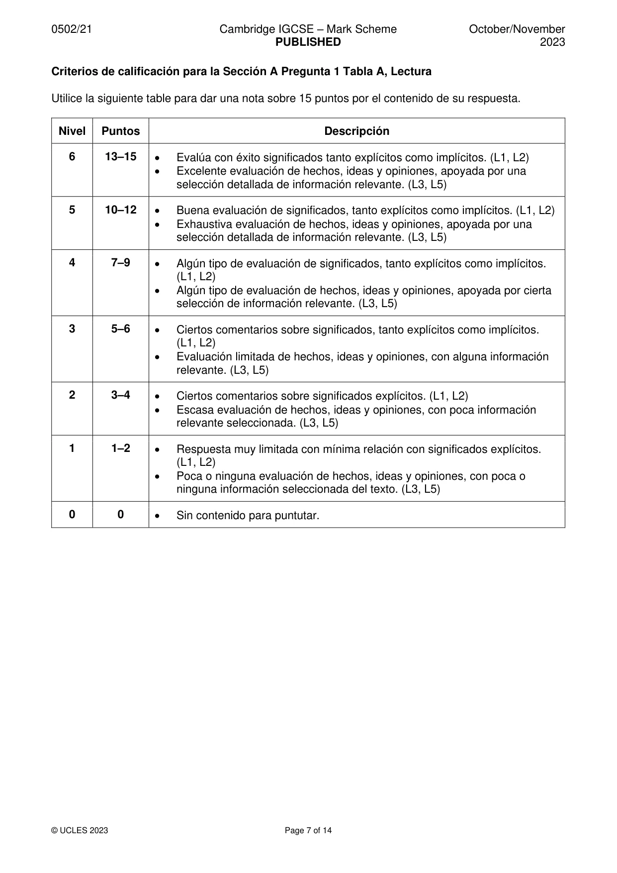 Mark scheme, page 7 of 14
