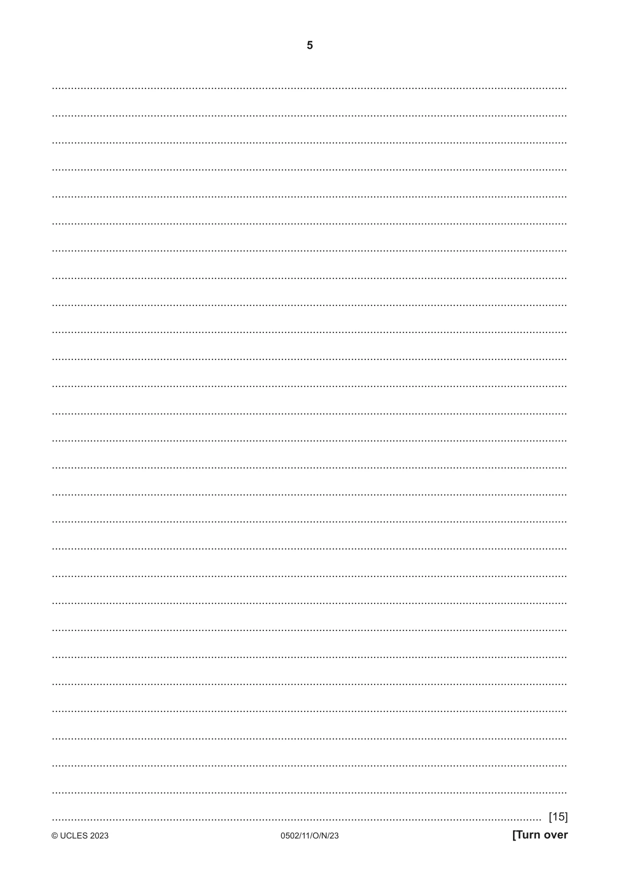 Cambridge IGCSE Spanish - First Language 0502 2023 Oct/Nov Paper 1 · Variant 1 question paper, page 5 of 16