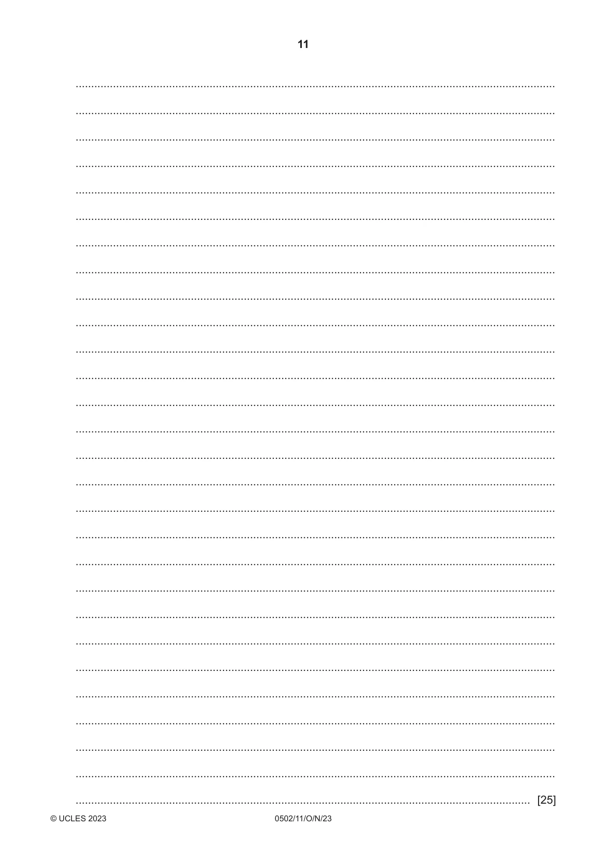 Cambridge IGCSE Spanish - First Language 0502 2023 Oct/Nov Paper 1 · Variant 1 question paper, page 11 of 16