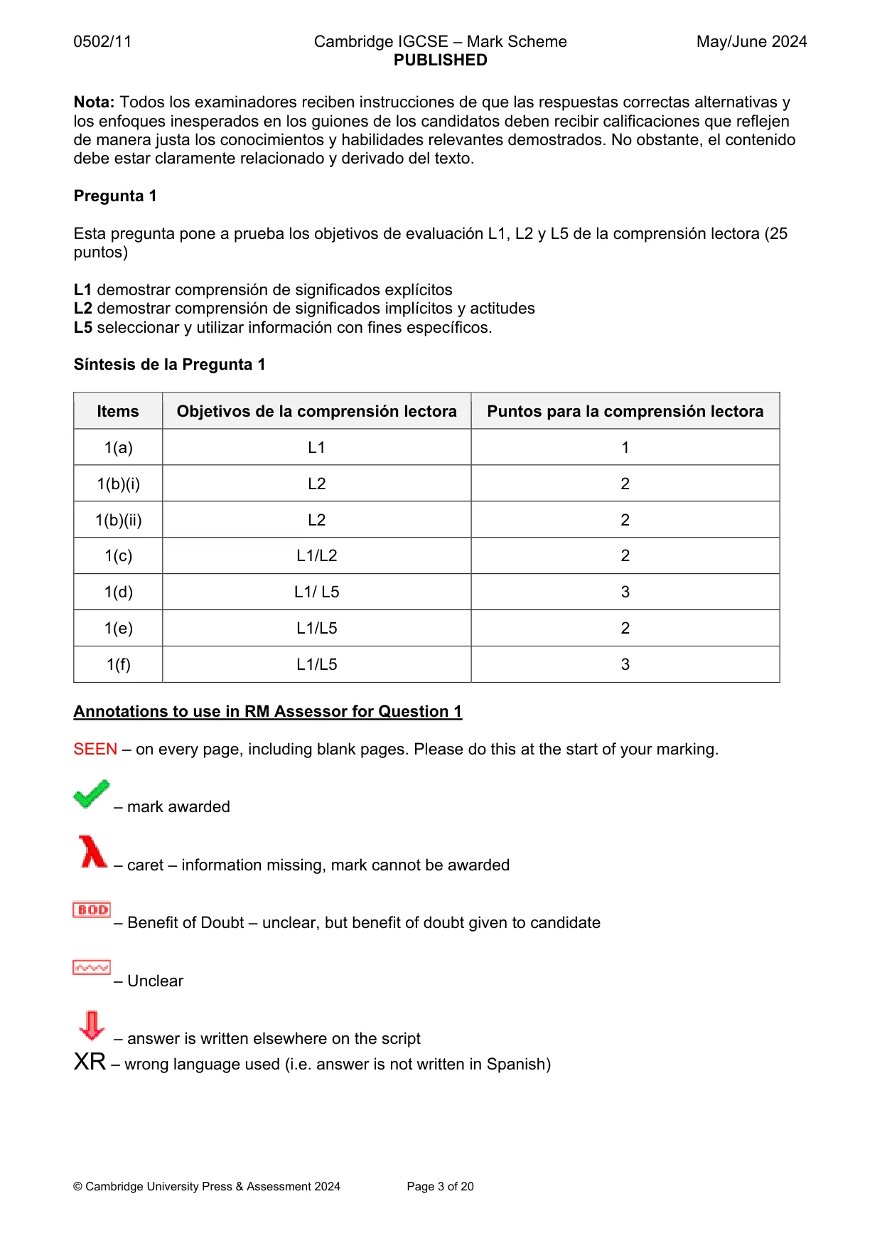 Mark scheme, page 3 of 20