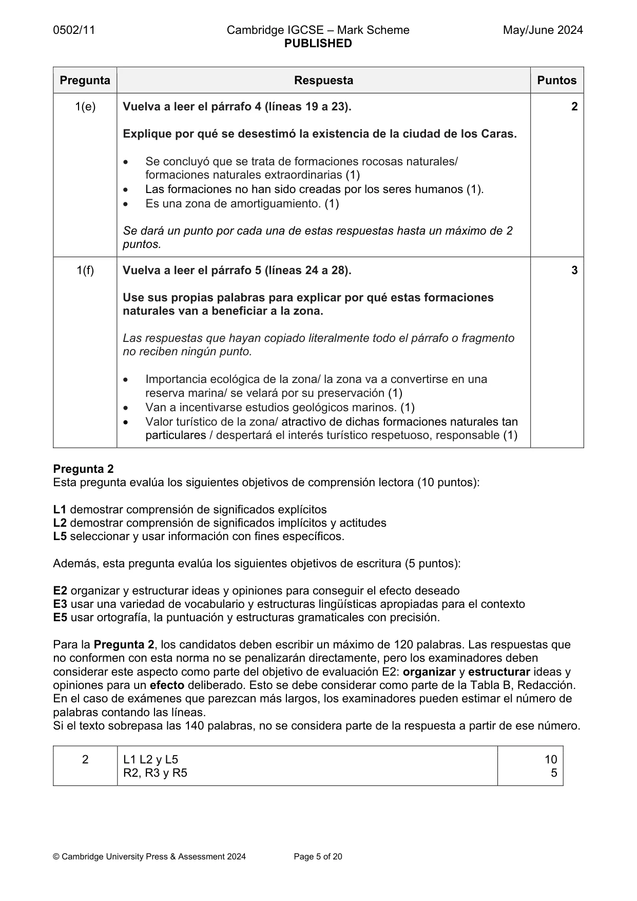 Mark scheme, page 5 of 20