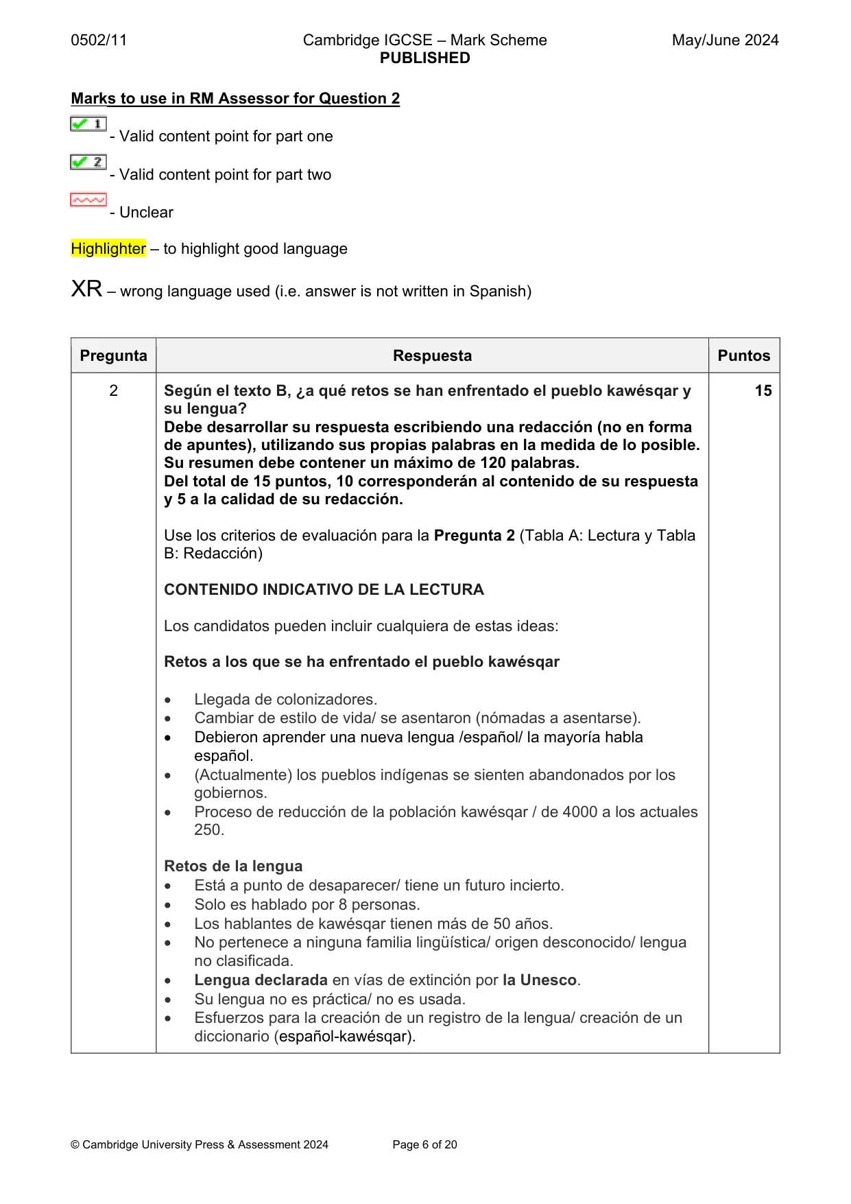 Mark scheme, page 6 of 20