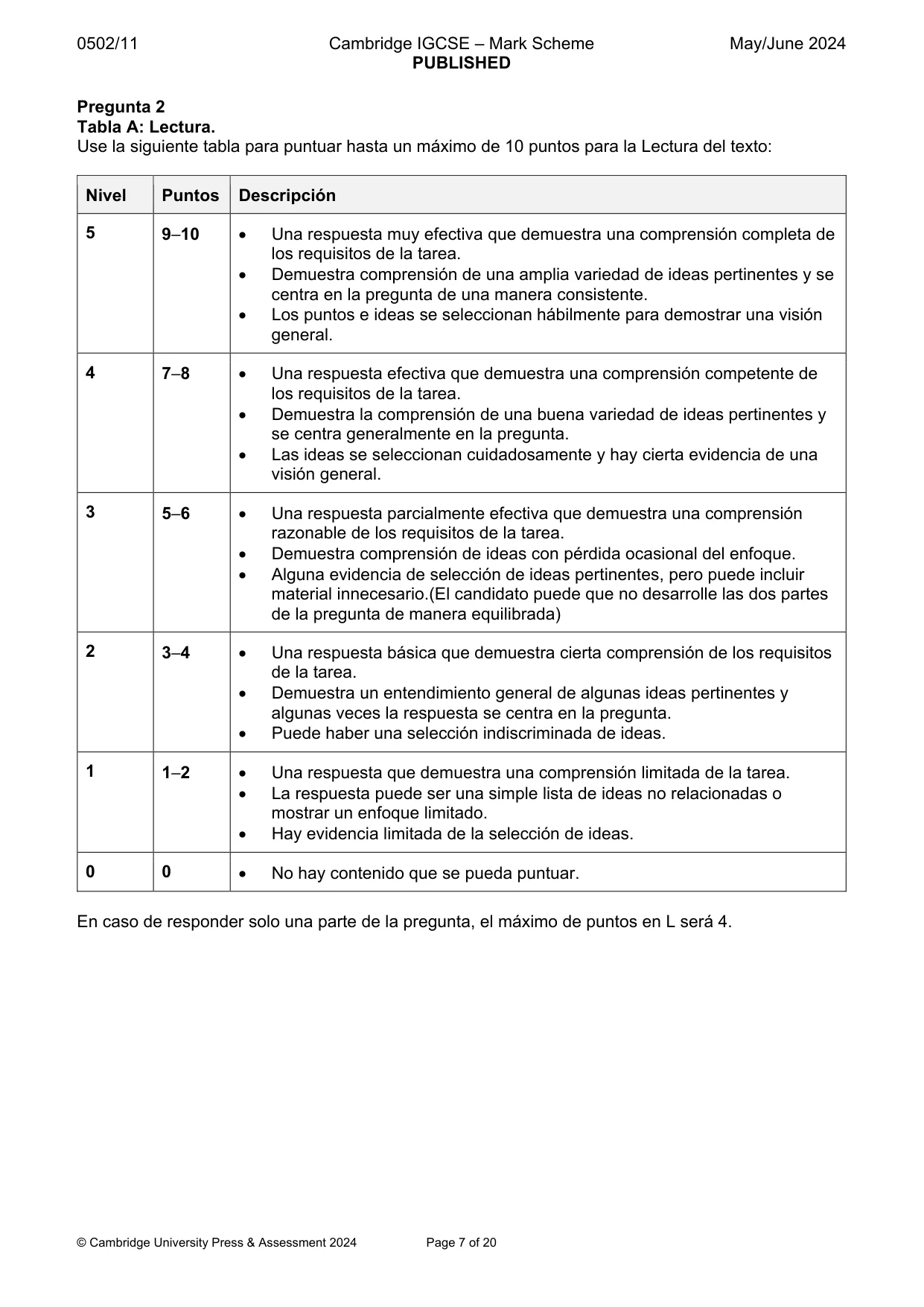 Mark scheme, page 7 of 20
