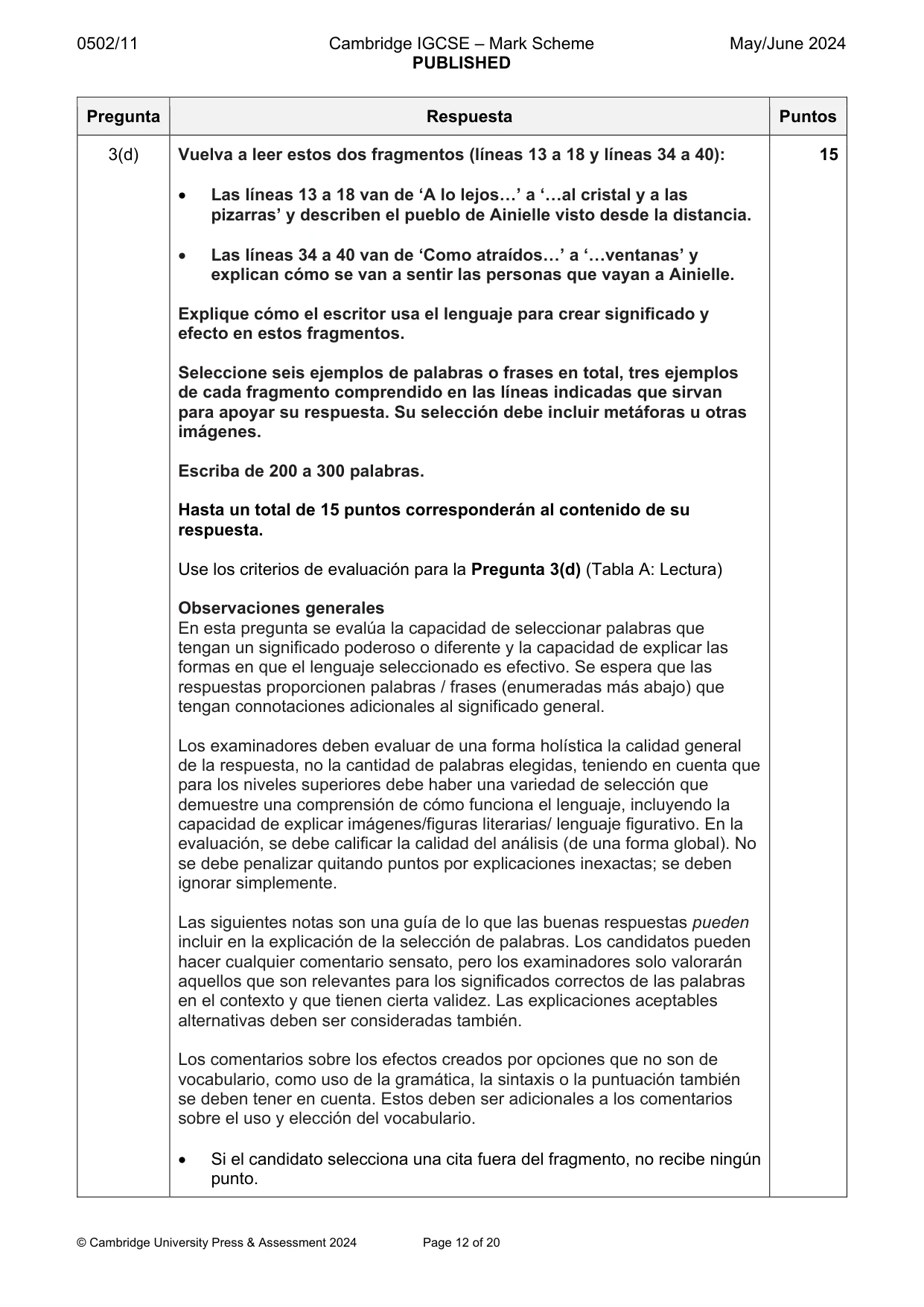 Mark scheme, page 12 of 20