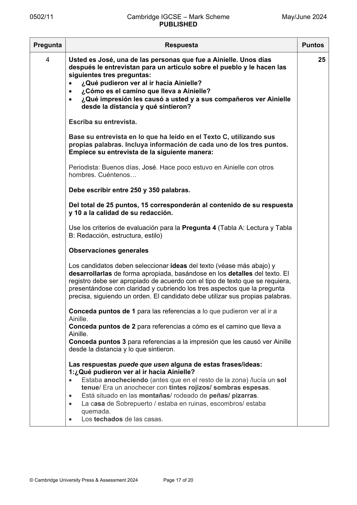 Mark scheme, page 17 of 20