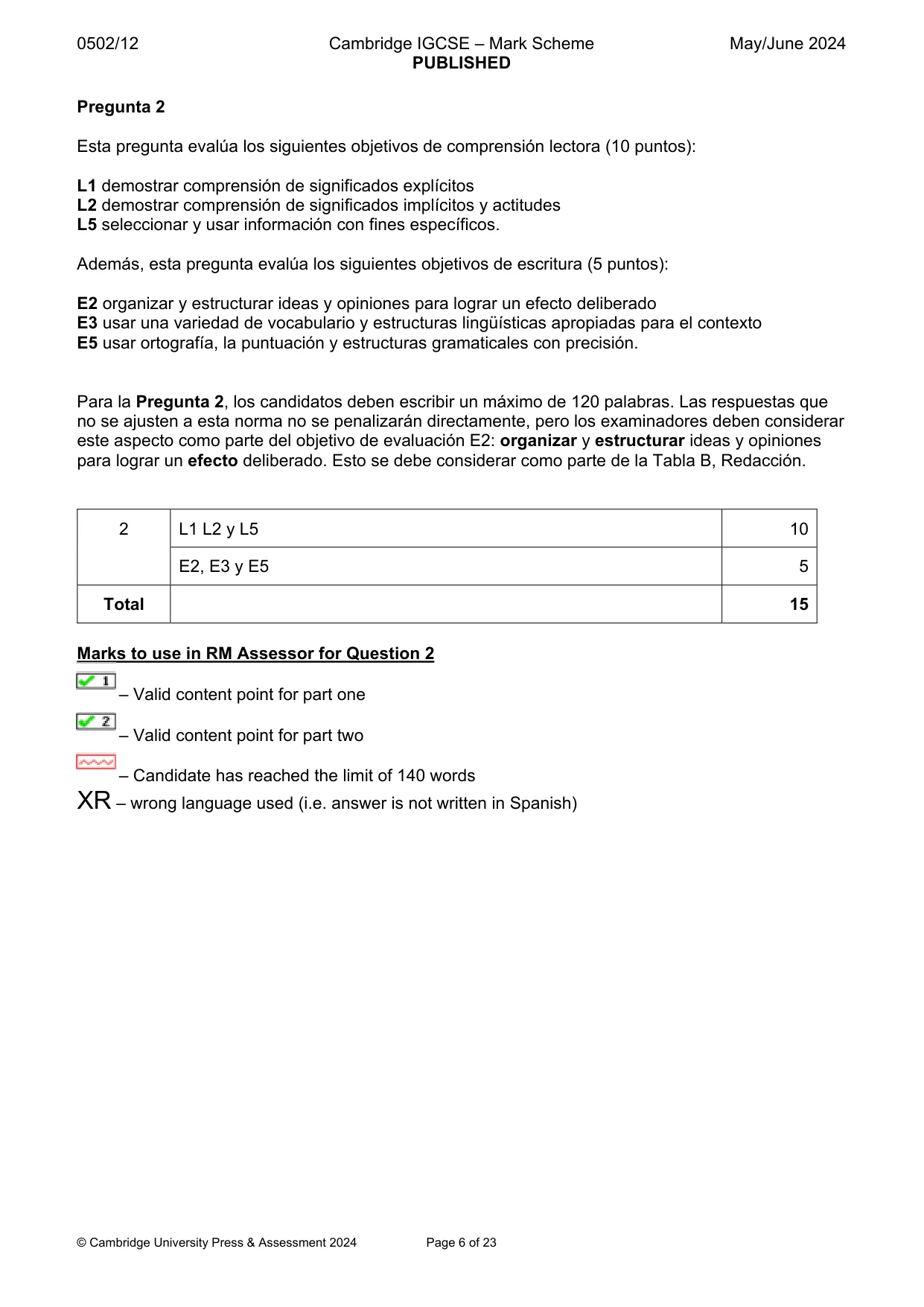 Mark scheme, page 6 of 23