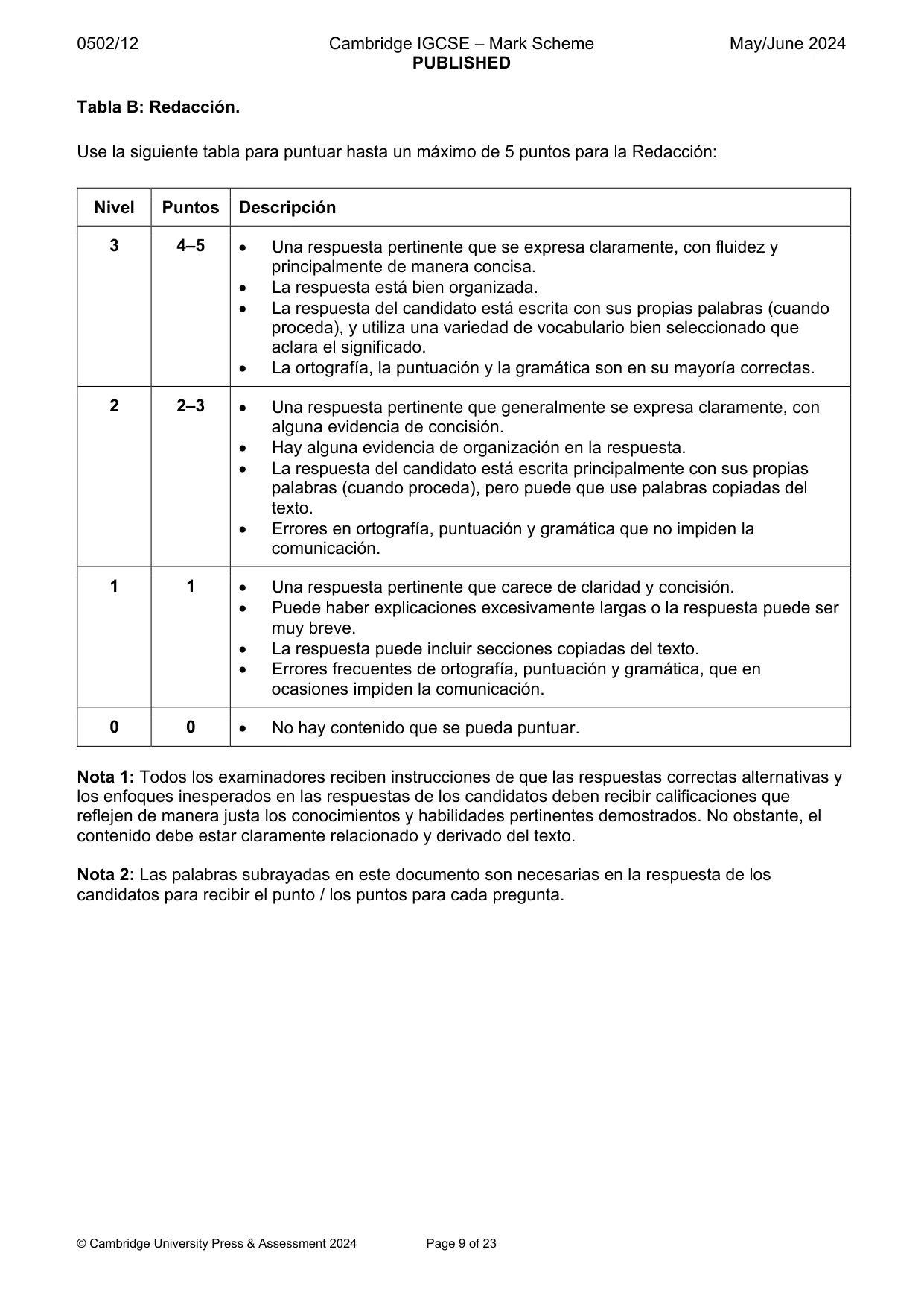 Mark scheme, page 9 of 23