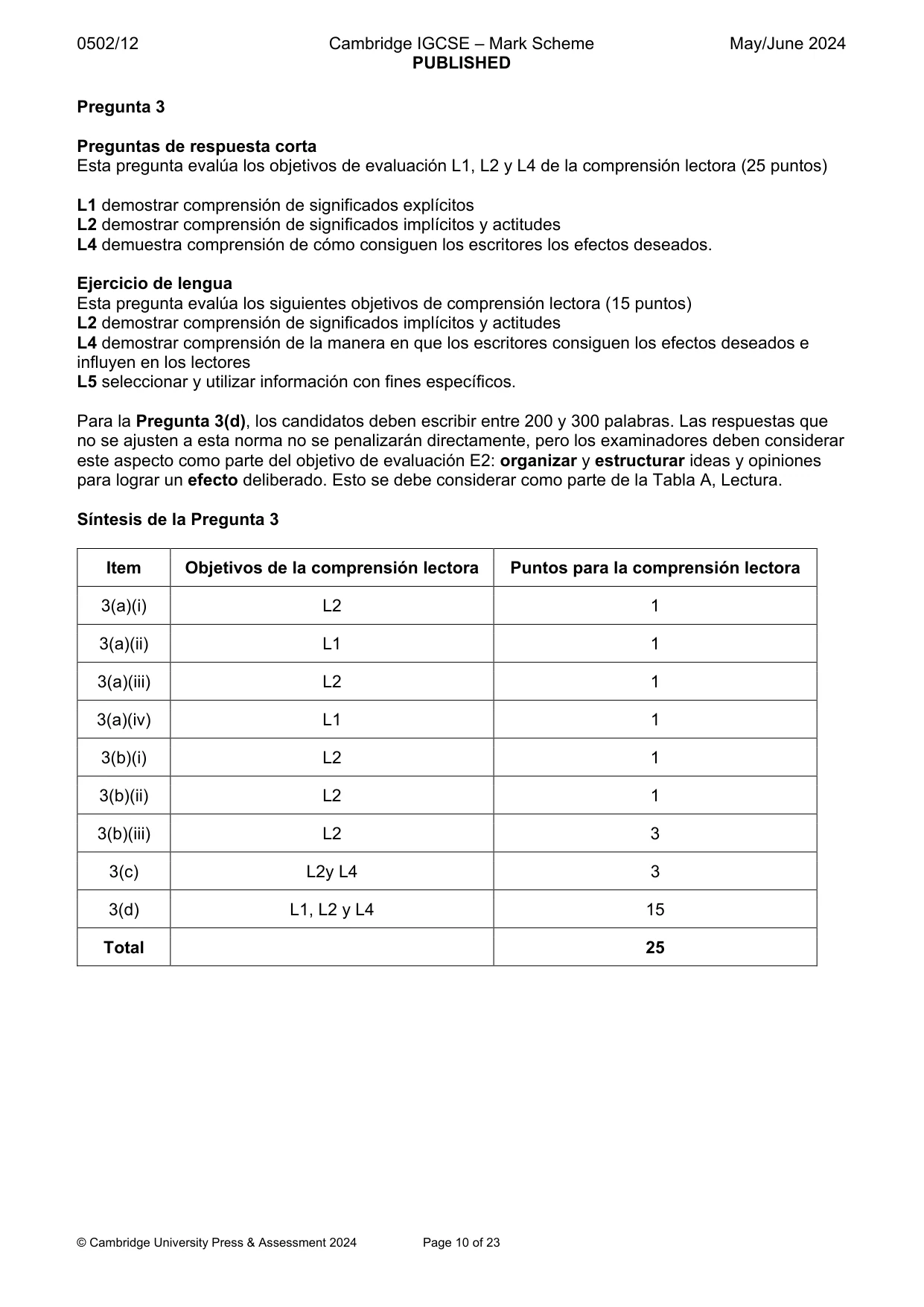 Mark scheme, page 10 of 23