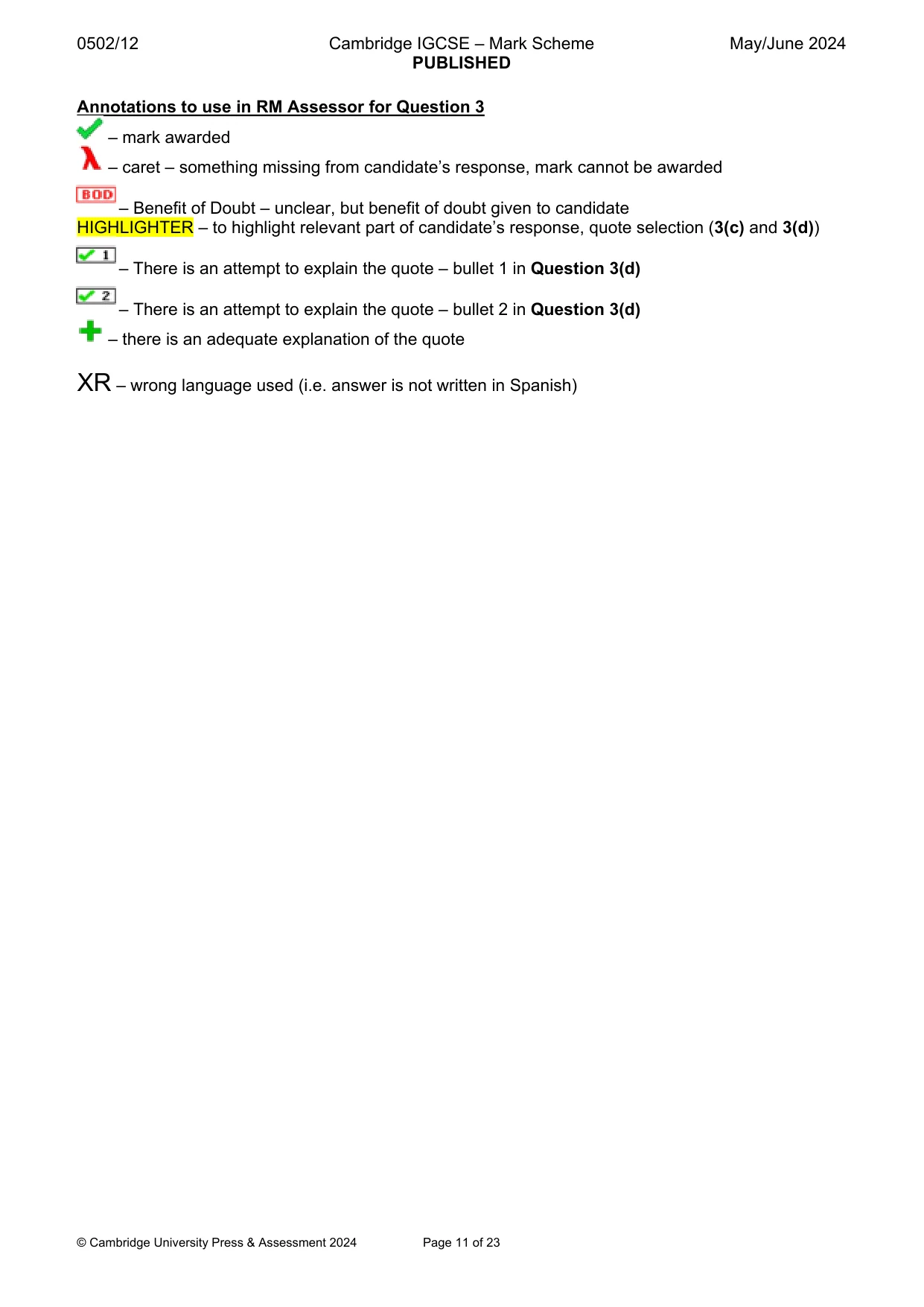 Mark scheme, page 11 of 23