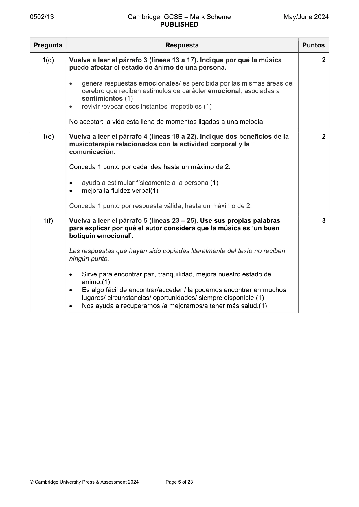 Mark scheme, page 5 of 23