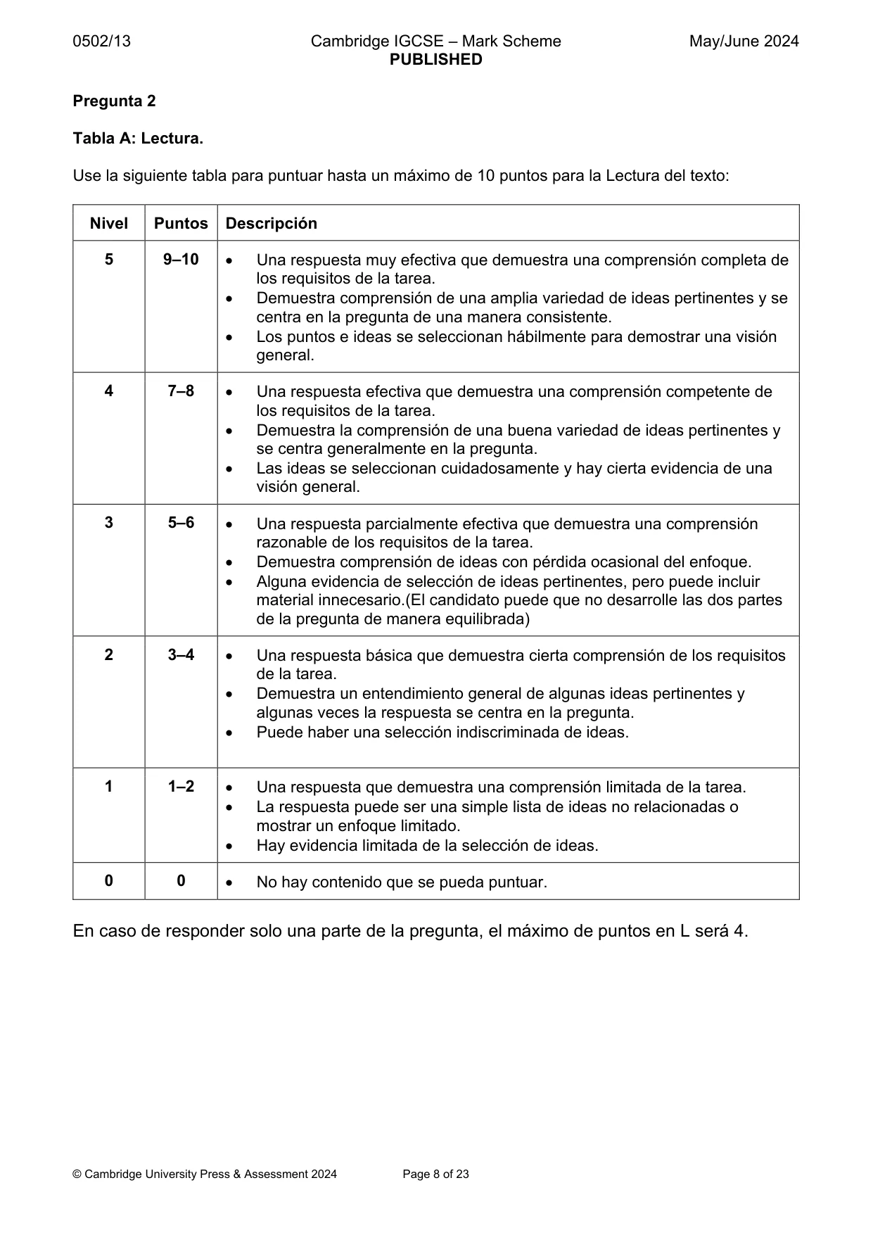 Mark scheme, page 8 of 23