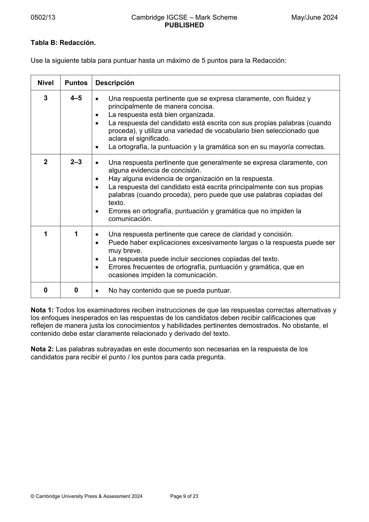 Mark scheme, page 9 of 23