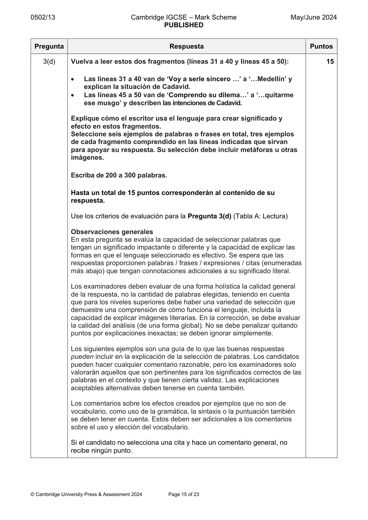 Mark scheme, page 15 of 23