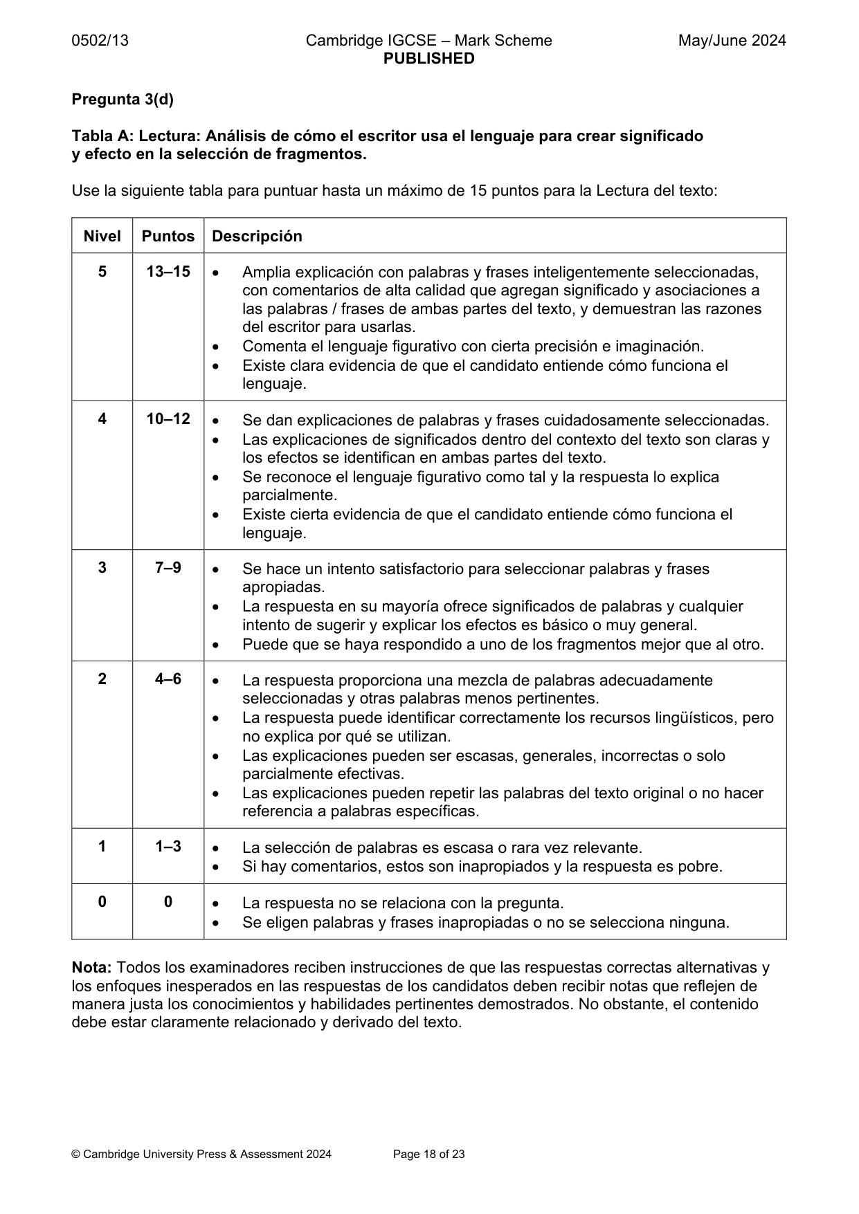 Mark scheme, page 18 of 23
