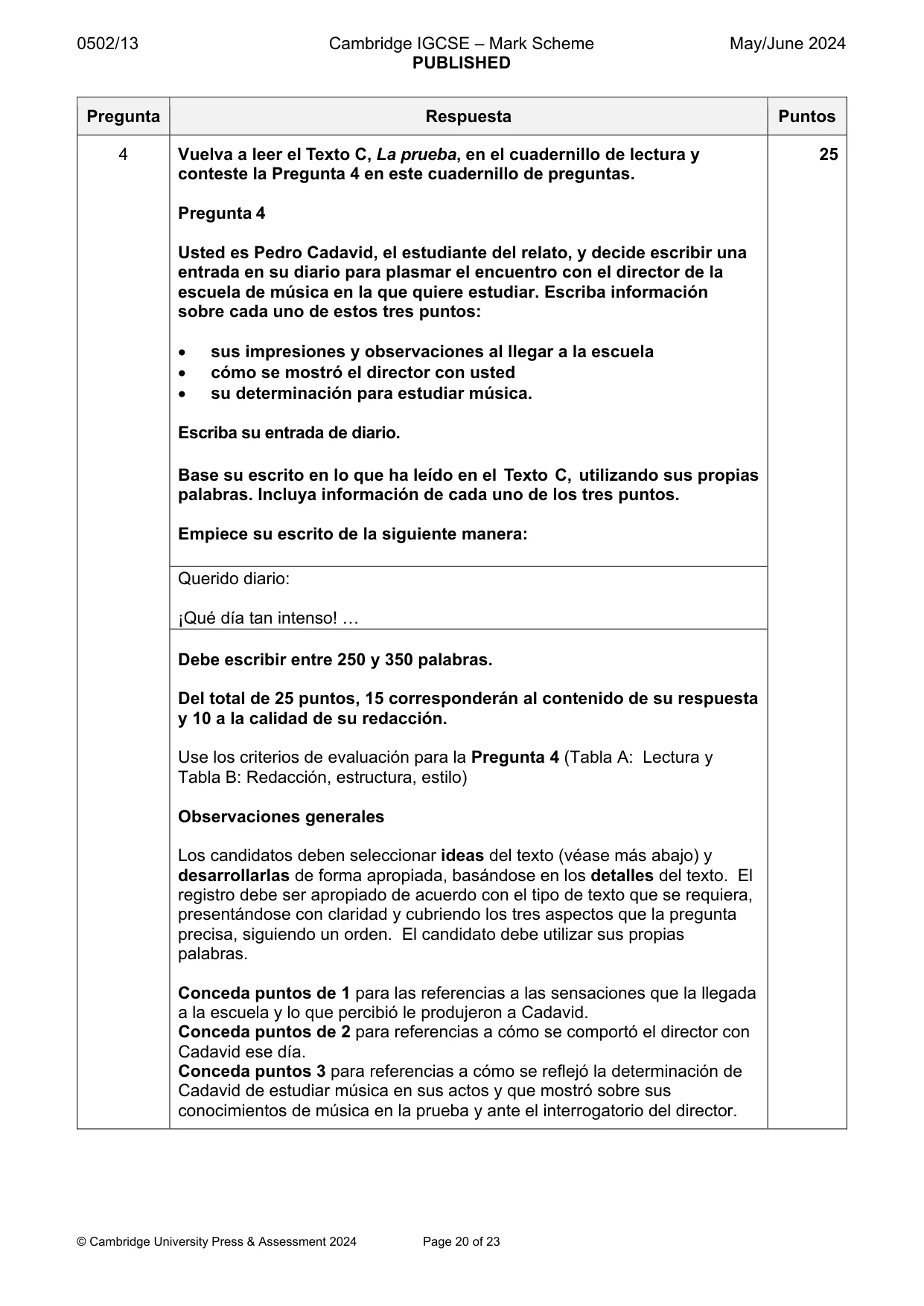 Mark scheme, page 20 of 23
