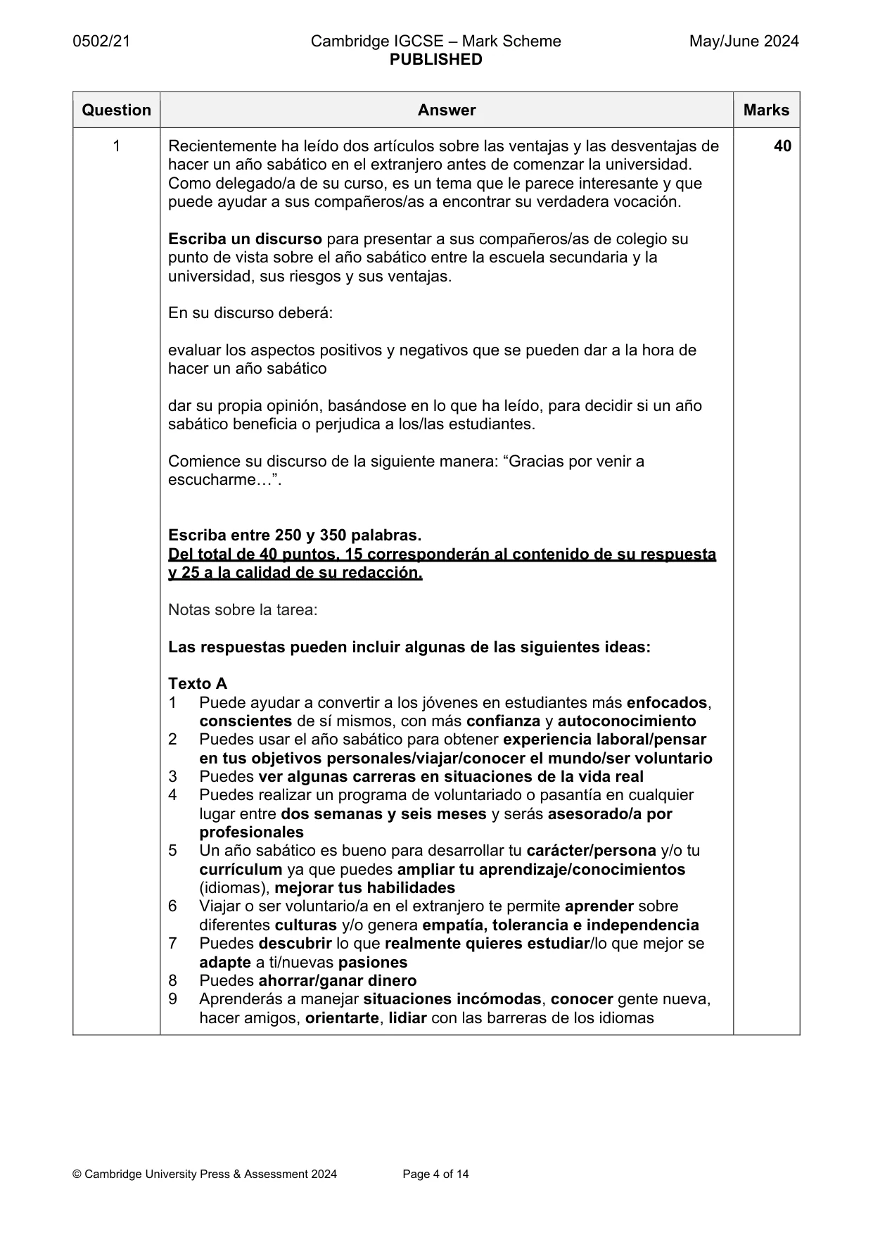 Mark scheme, page 4 of 14