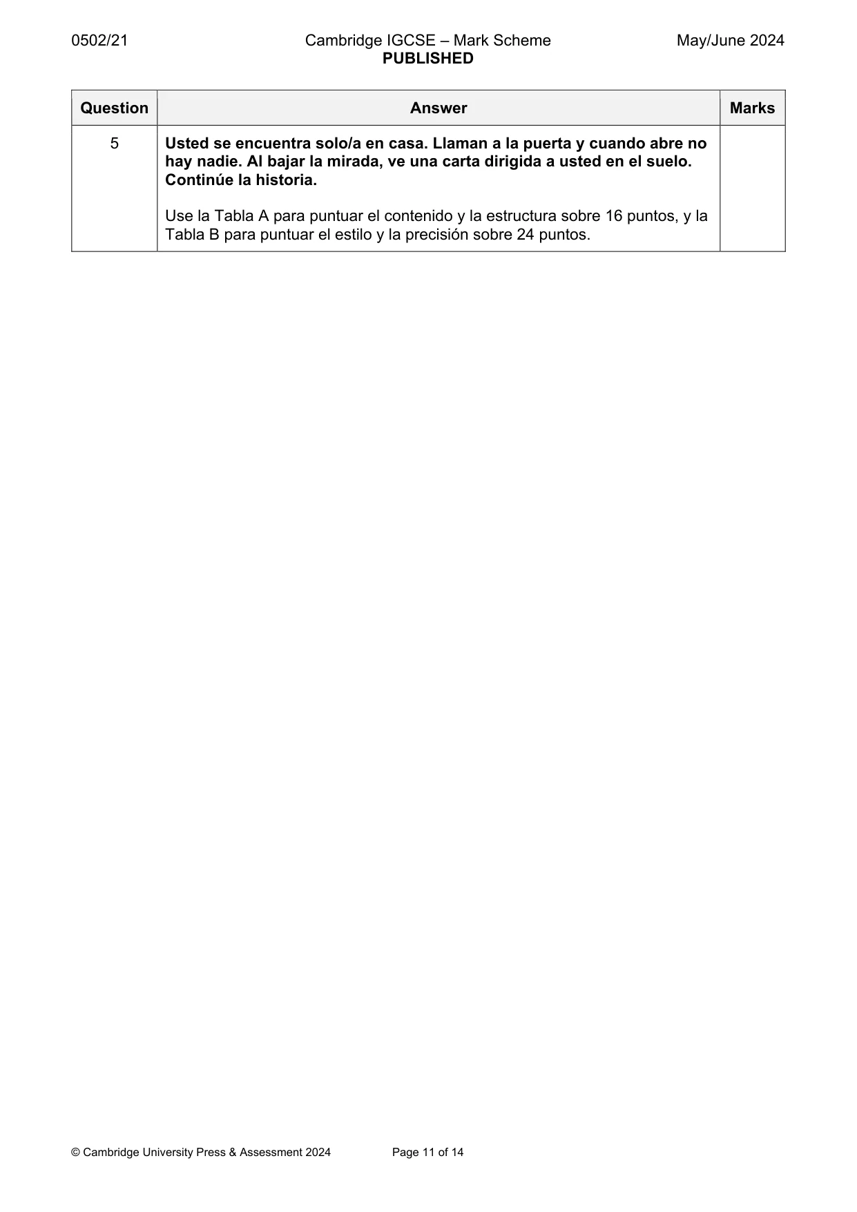 Mark scheme, page 11 of 14
