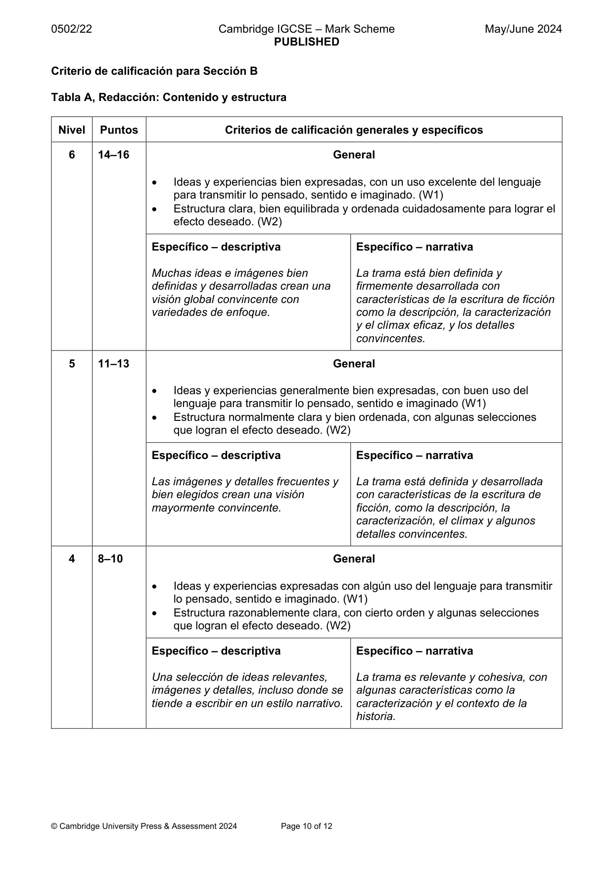 Mark scheme, page 10 of 12