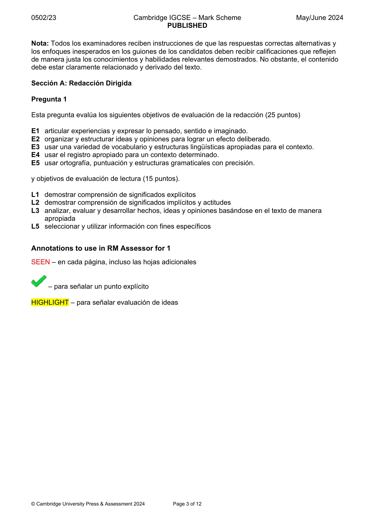 Mark scheme, page 3 of 12