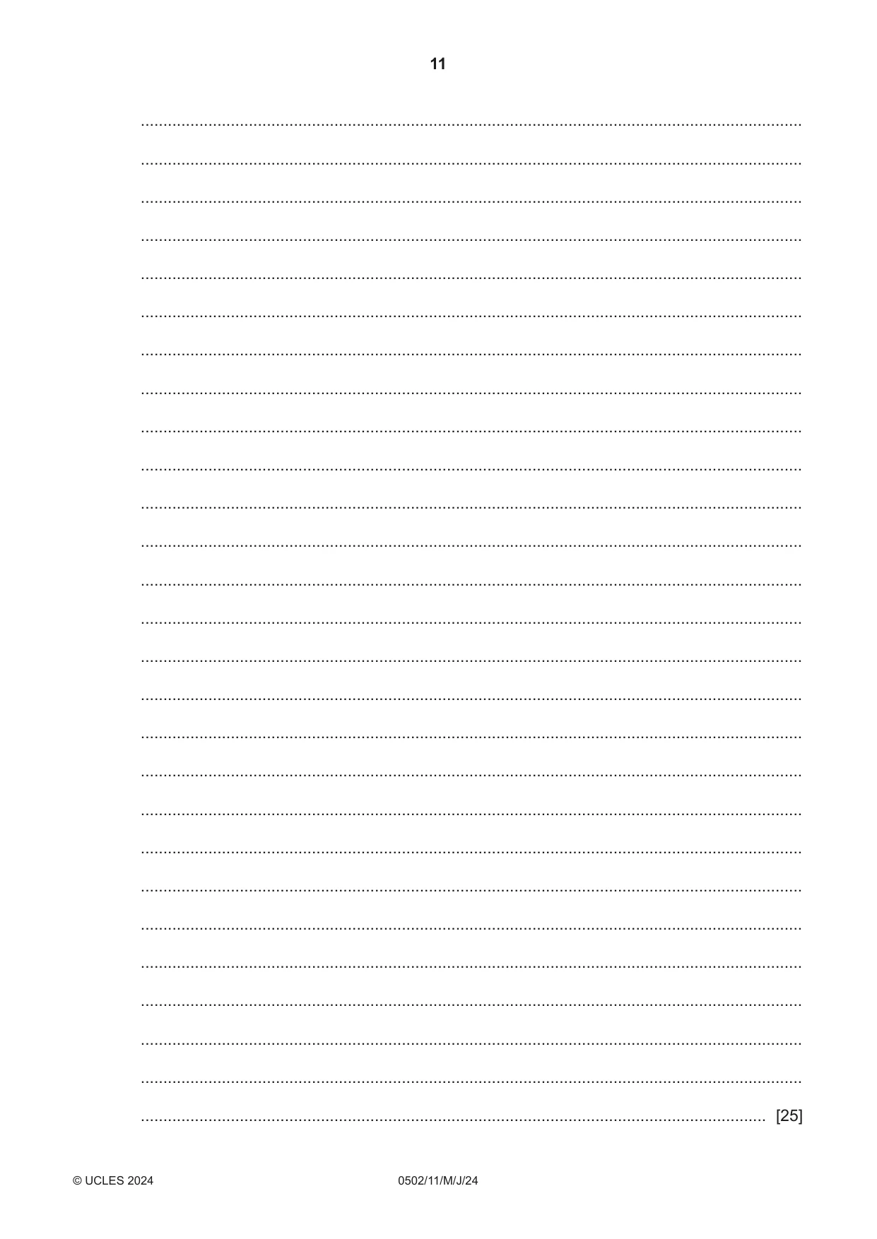 Cambridge IGCSE Spanish - First Language 0502 2024 May/June Paper 1 · Variant 1 question paper, page 11 of 16