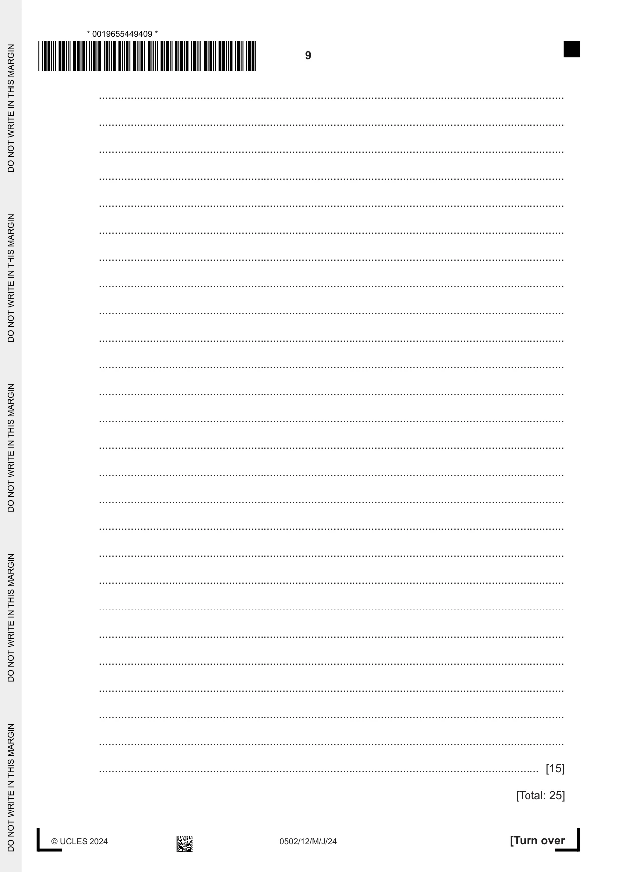 Cambridge IGCSE Spanish - First Language 0502 2024 May/June Paper 1 · Variant 2 question paper, page 9 of 16