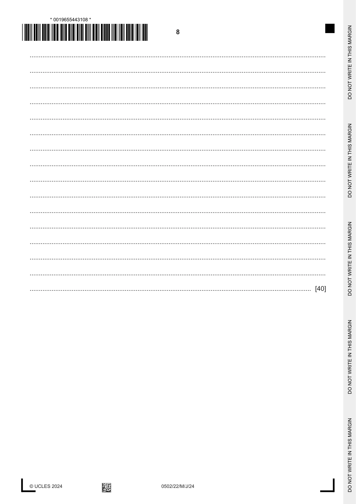 Cambridge IGCSE Spanish - First Language 0502 2024 May/June Paper 2 · Variant 2 question paper, page 8 of 12