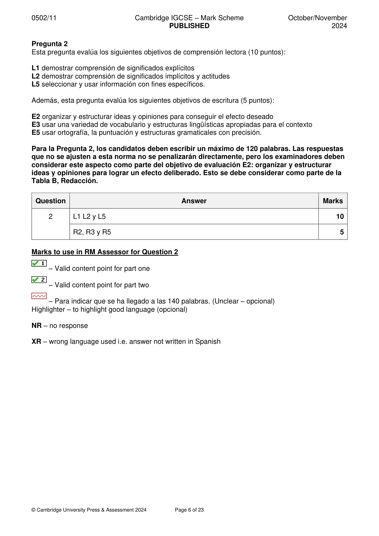 Mark scheme, page 6 of 23