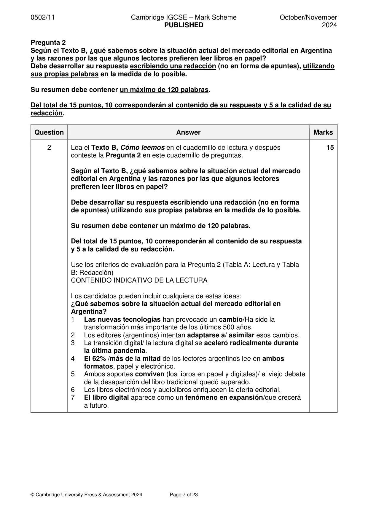 Mark scheme, page 7 of 23