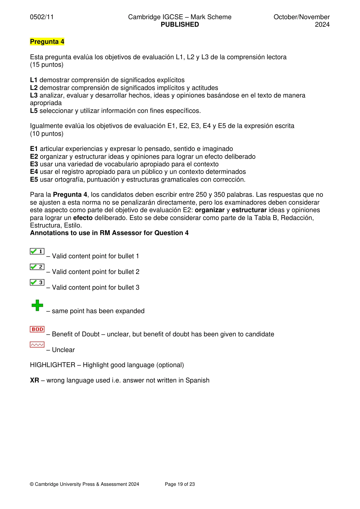 Mark scheme, page 19 of 23