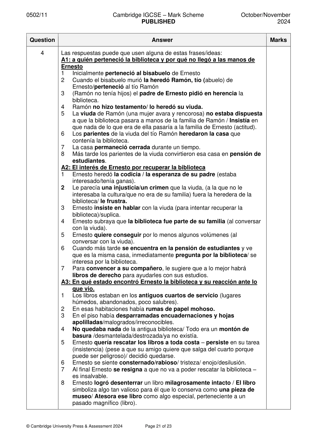 Mark scheme, page 21 of 23