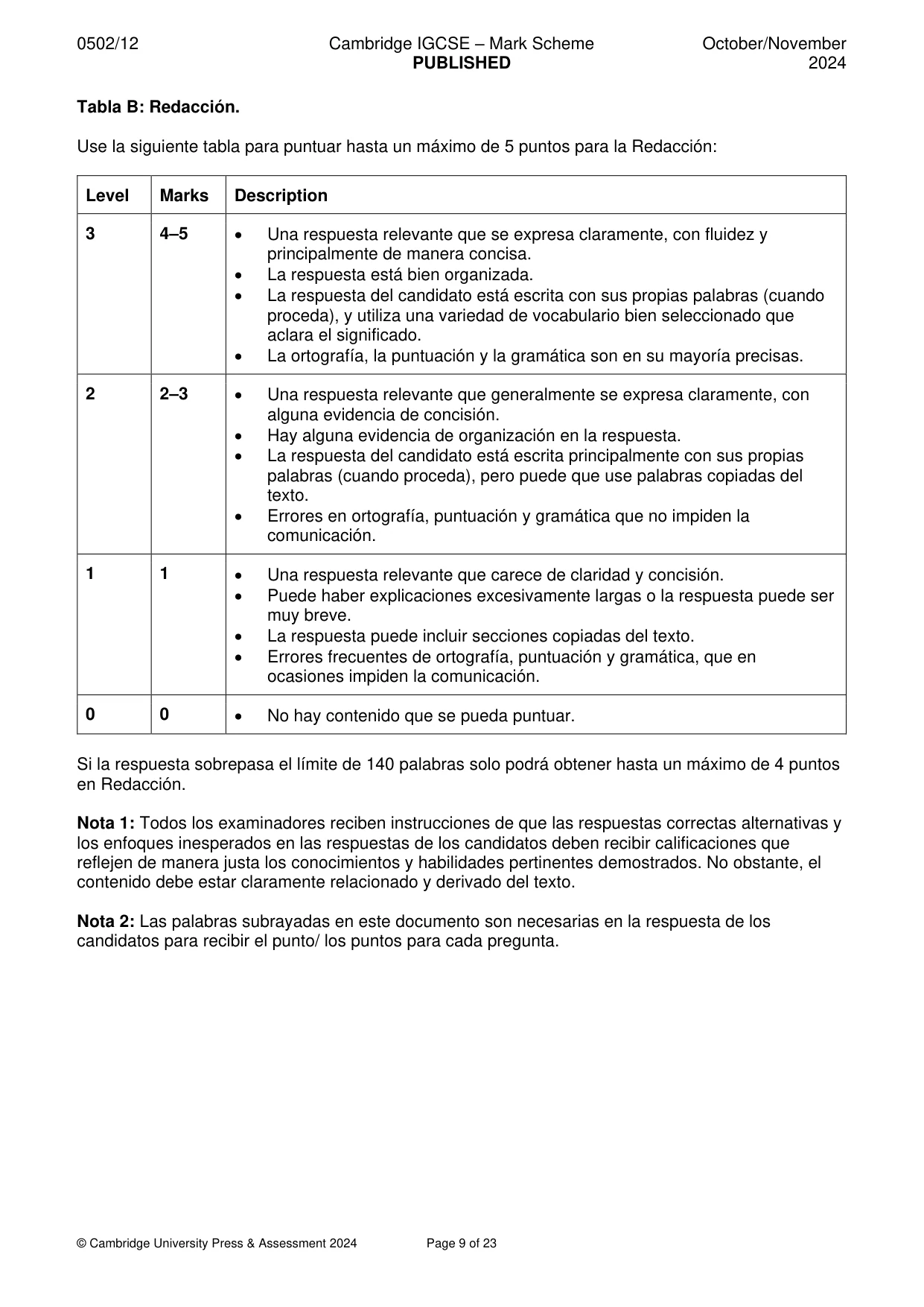 Mark scheme, page 9 of 23