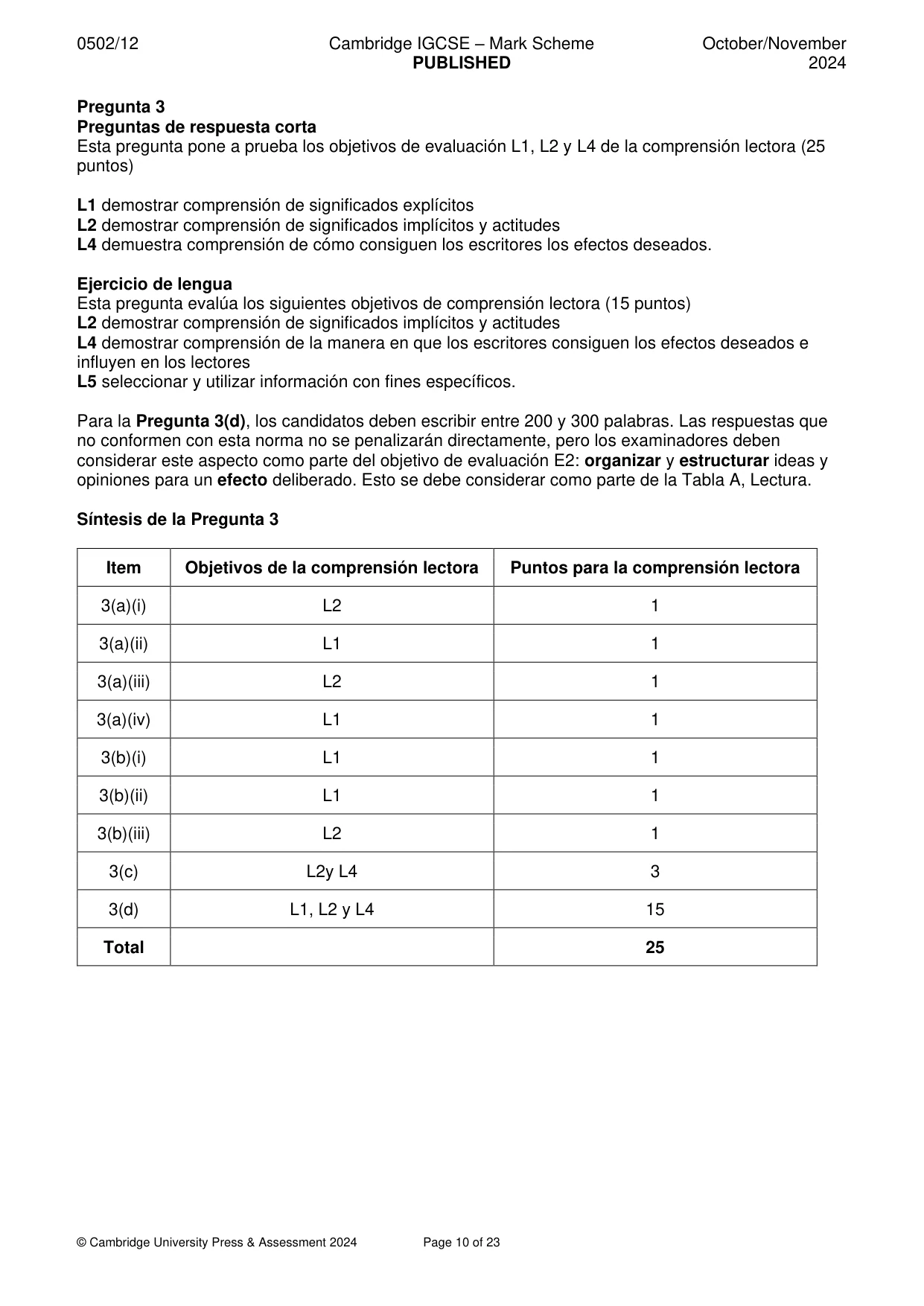 Mark scheme, page 10 of 23