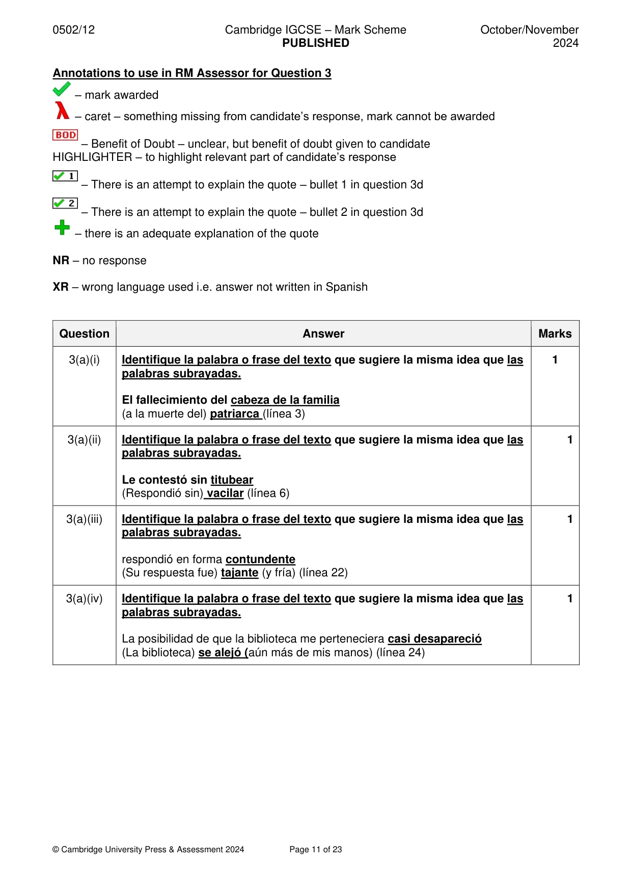 Mark scheme, page 11 of 23