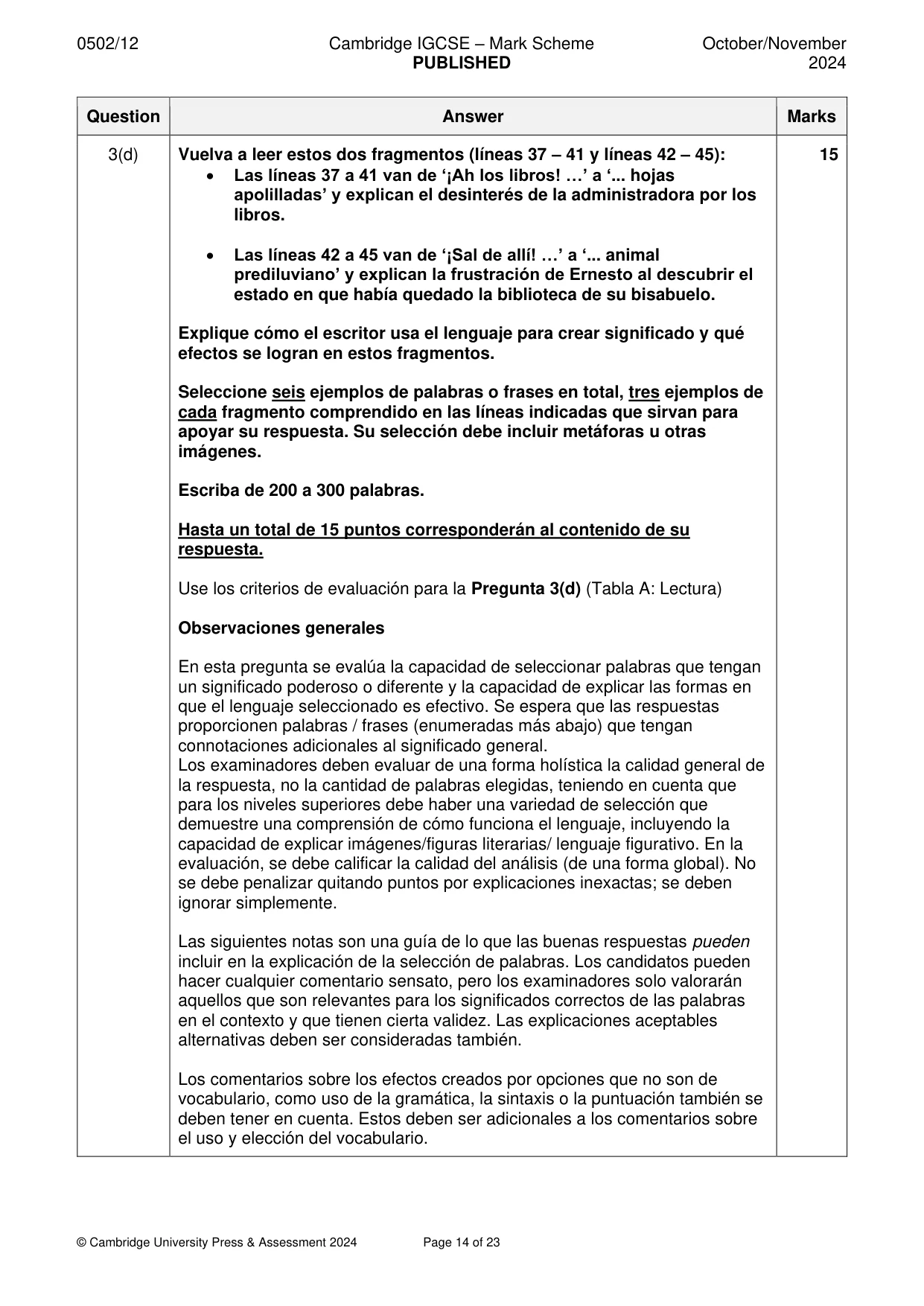 Mark scheme, page 14 of 23