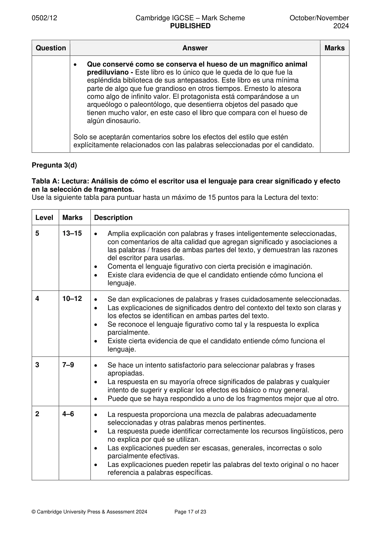 Mark scheme, page 17 of 23