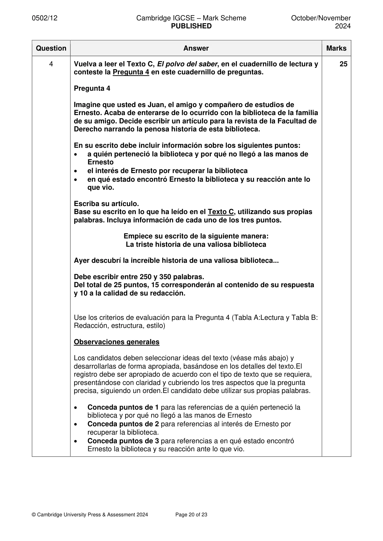 Mark scheme, page 20 of 23