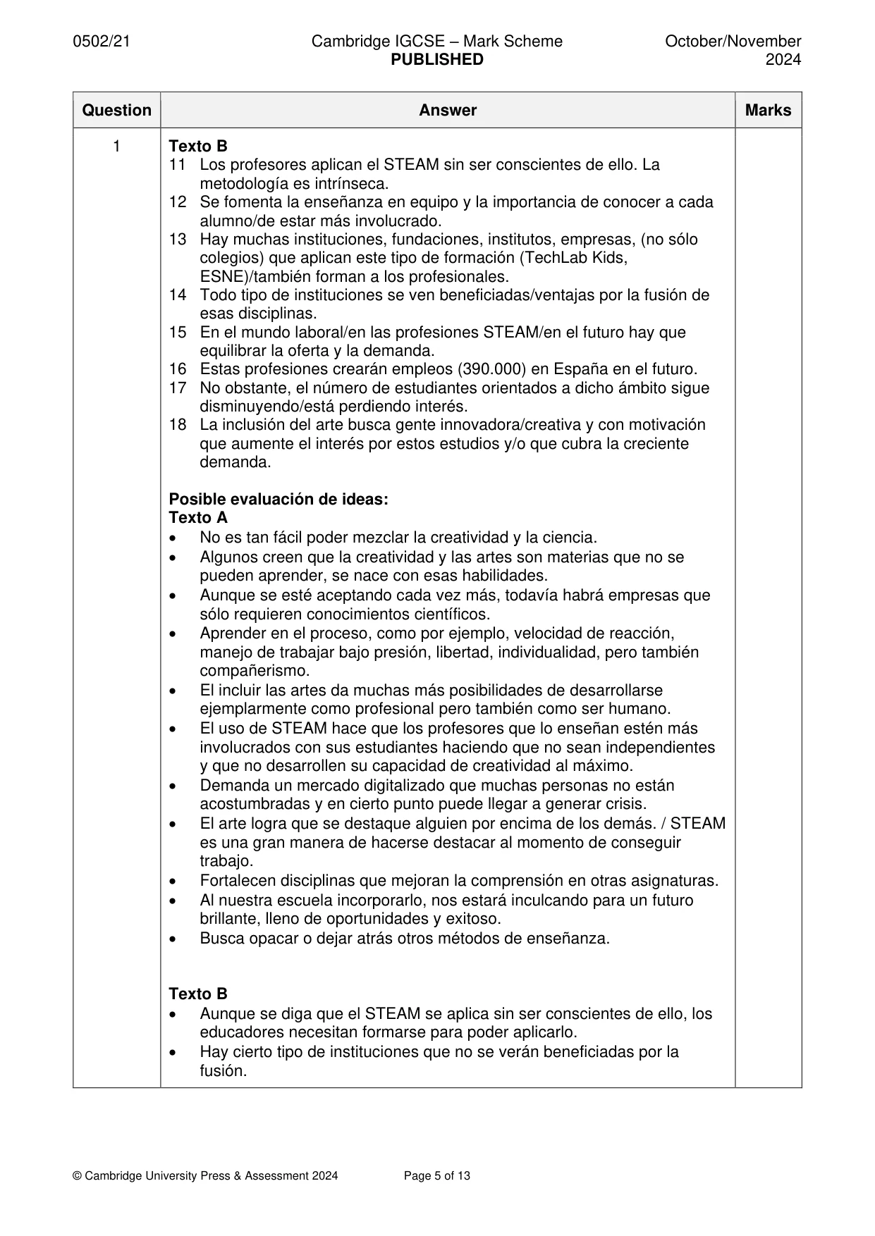 Mark scheme, page 5 of 13