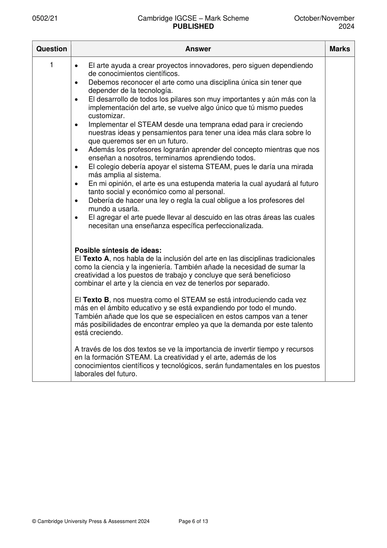 Mark scheme, page 6 of 13
