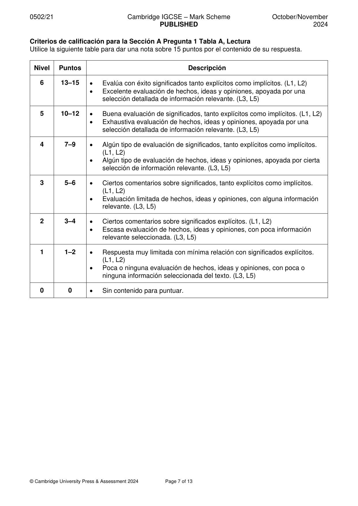 Mark scheme, page 7 of 13