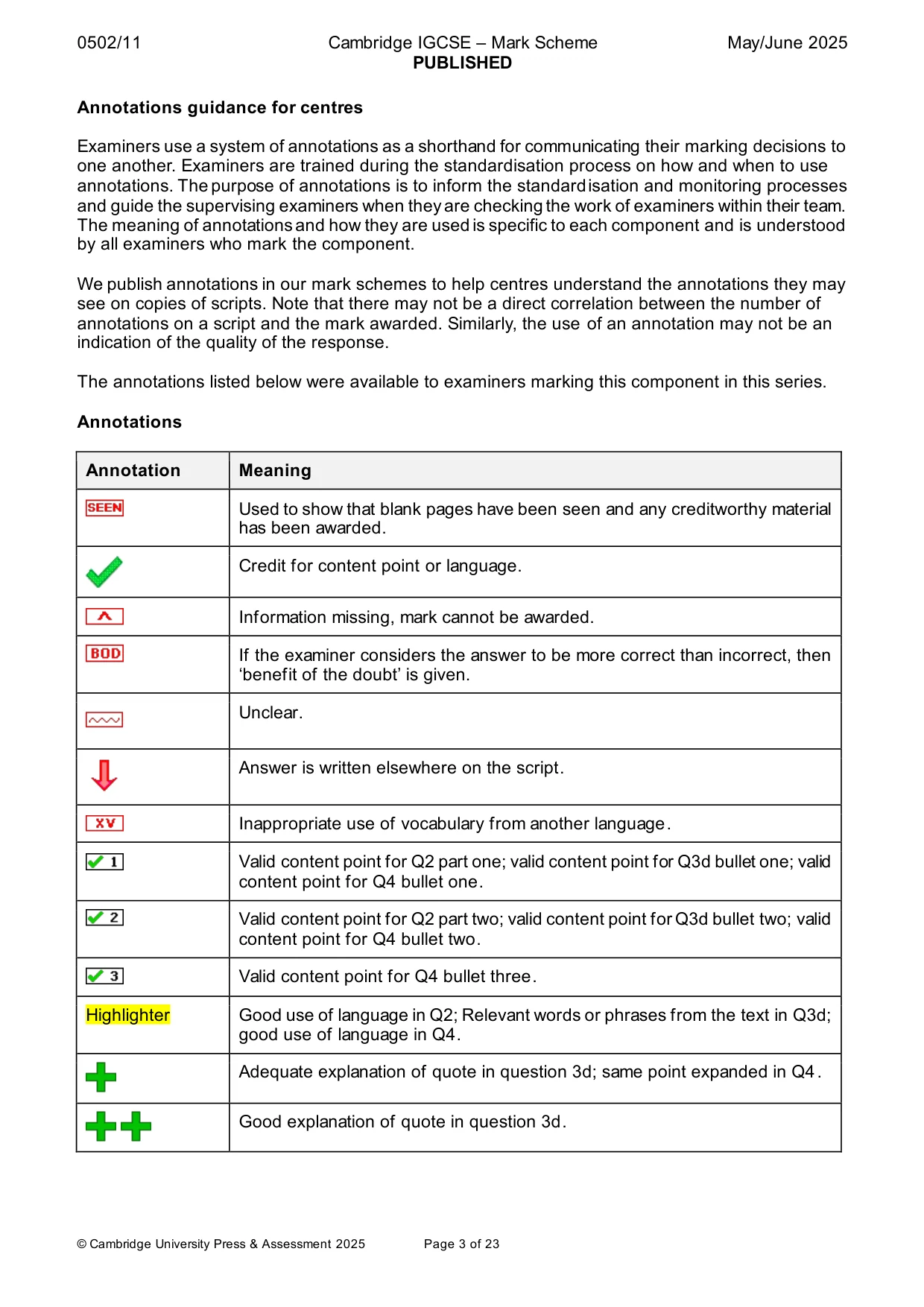 Mark scheme, page 3 of 23