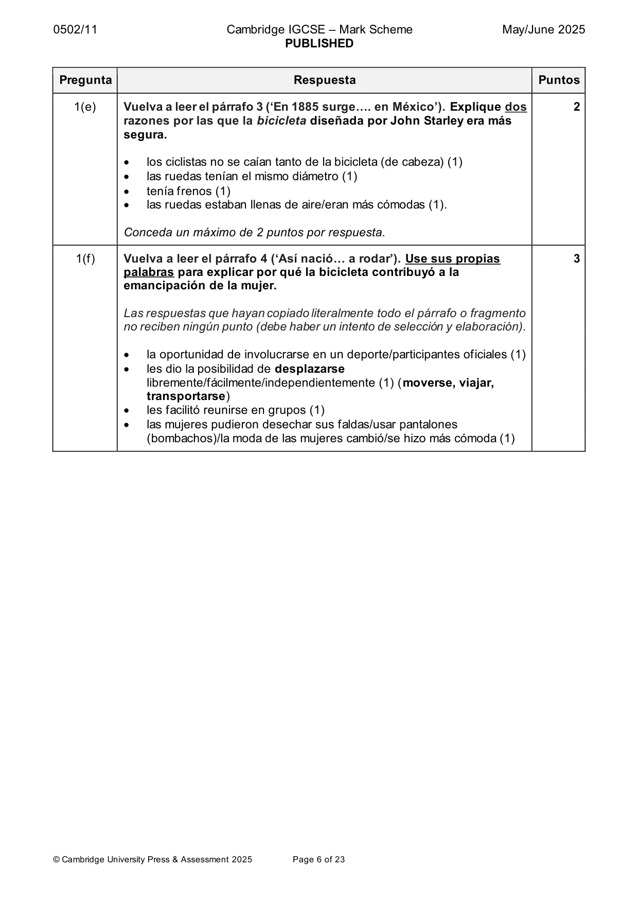 Mark scheme, page 6 of 23