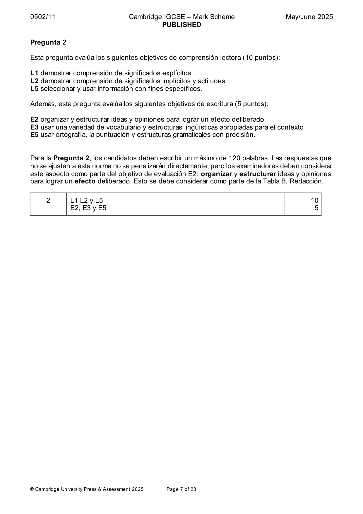 Mark scheme, page 7 of 23